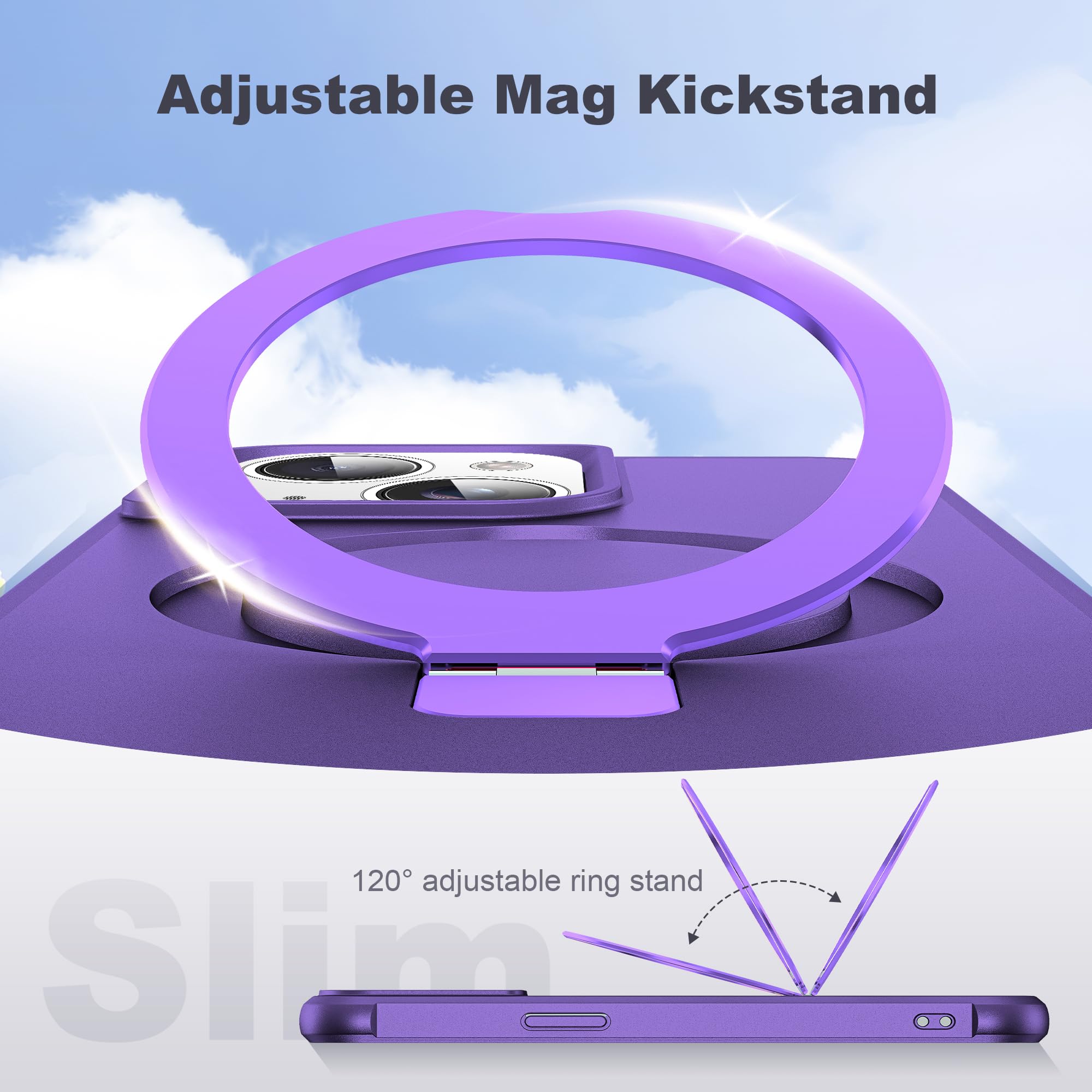 Foto 7 pulgar | Funda Tianli Para Iphone 14 Plus Con Forma De Anillo Magnético  Color Morado - Venta Internacional.
