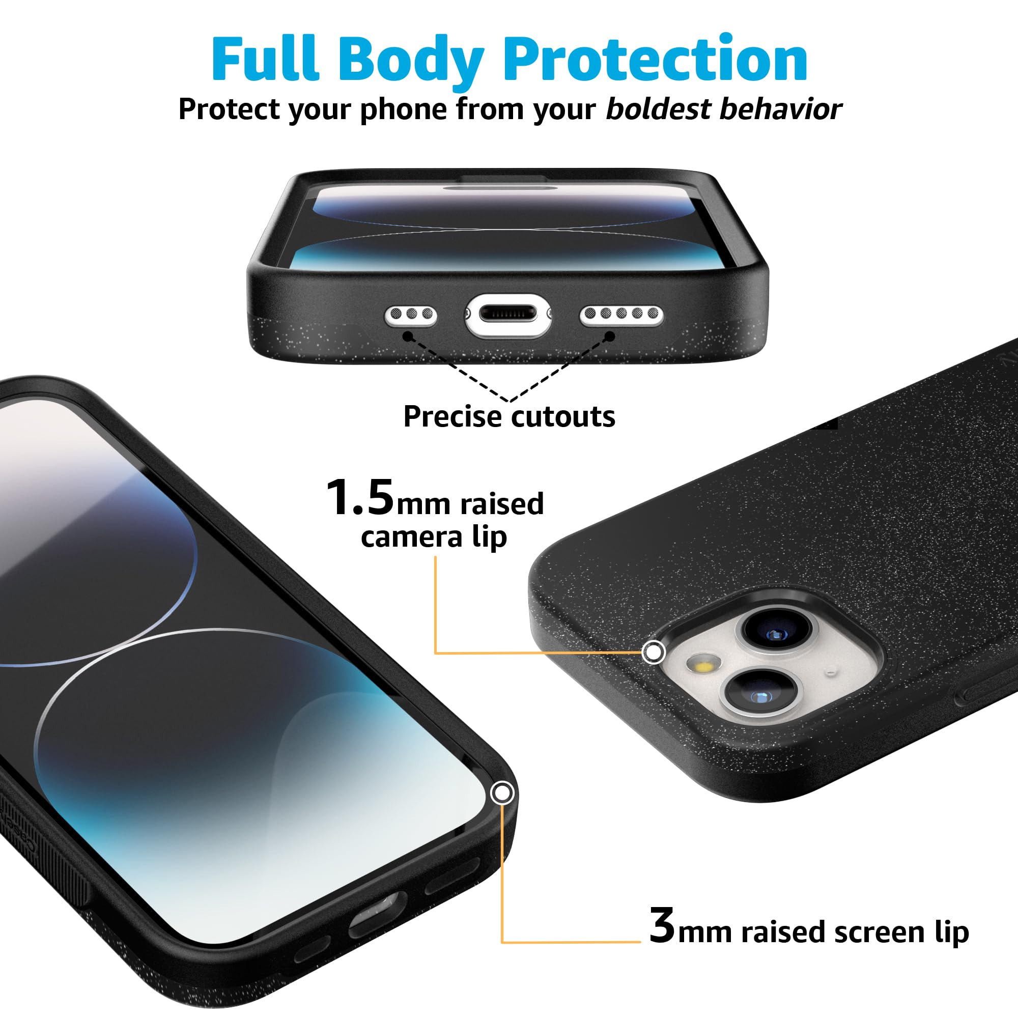 Foto 3 pulgar | Funda De Teléfono Casely Midnight Onyx Black Shimmer Para Iphone 15 - Venta Internacional.
