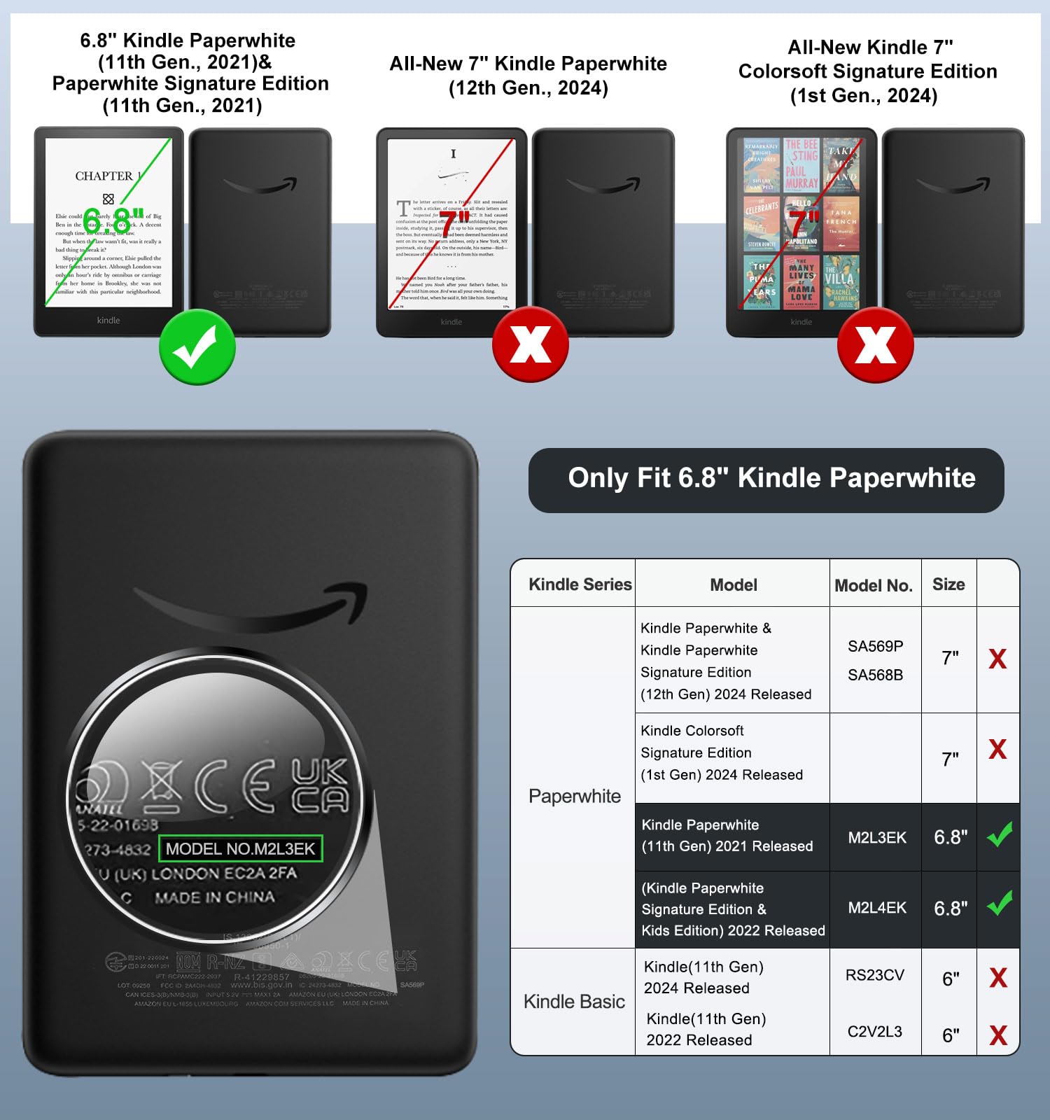 Foto 2 | Funda Moko Para Kindle Paperwhite 2021 De 6 8 Pulgadas Con Soporte  Color Negro - Venta Internacional.