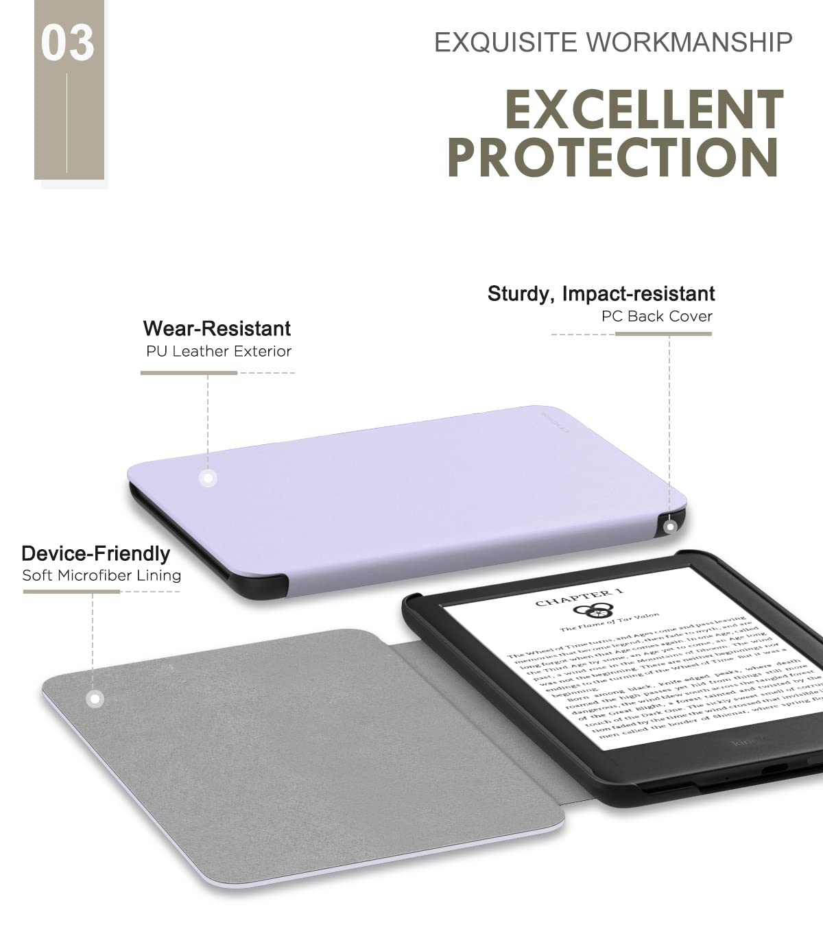Foto 4 | Funda Moko Para Kindle 11 2024/2022  6 Pulgadas  11.ª Generación  Taro  Color Morado - Venta Internacional.