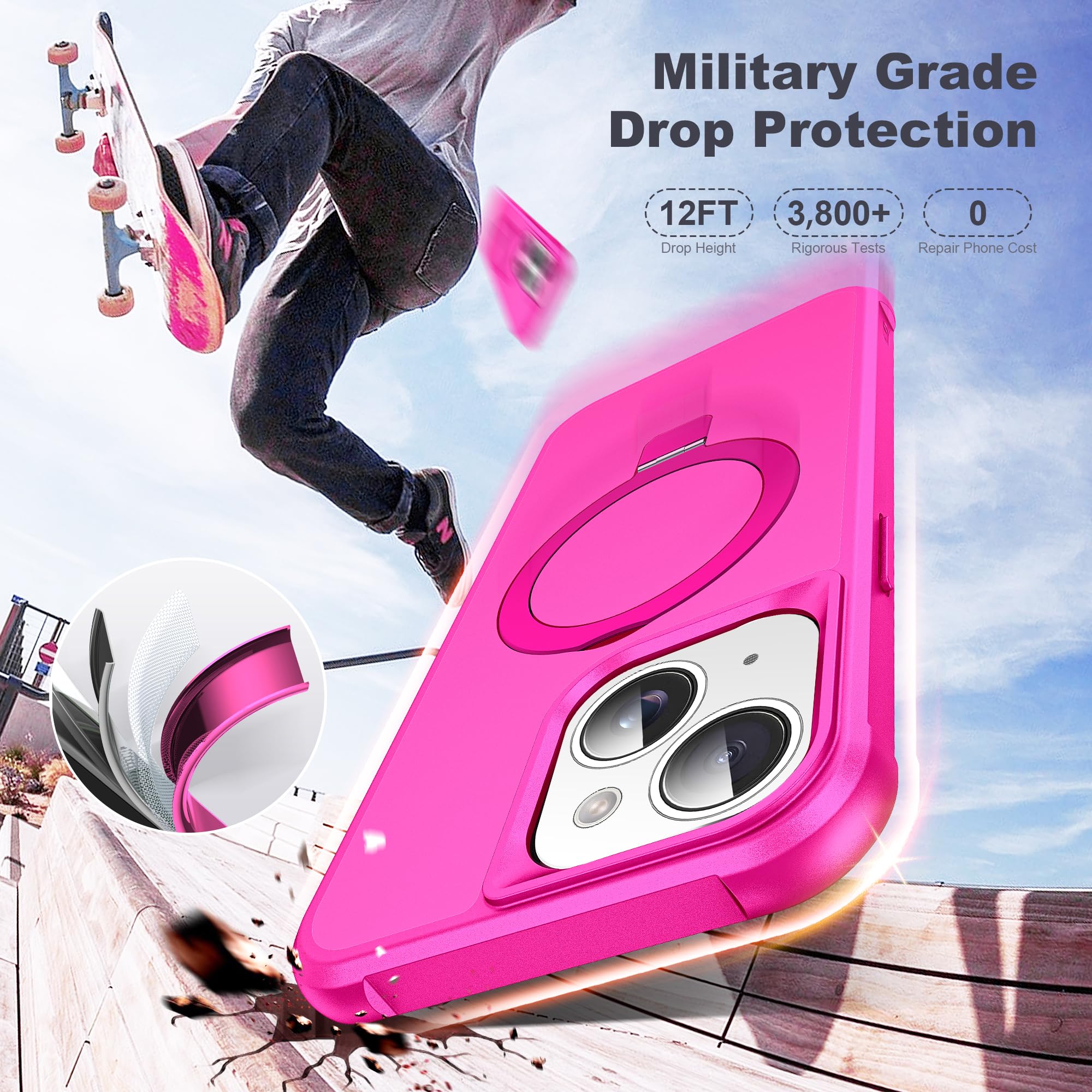 Foto 6 pulgar | Funda De Teléfono Tianli Para Iphone 13/14 De 6.1 Pulgadas Con Soporte De Anillo Magnético - Venta Internacional.