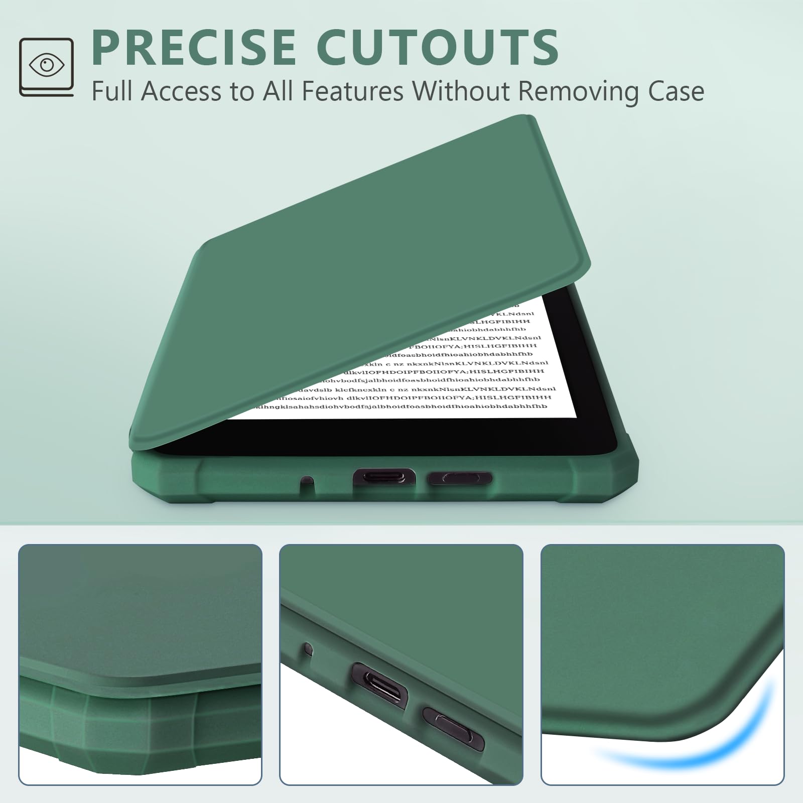 Foto 5 pulgar | Funda Fuwang Para Kindle 6'' 11th Gen 2024/2022 Verde Oscuro - Venta Internacional.