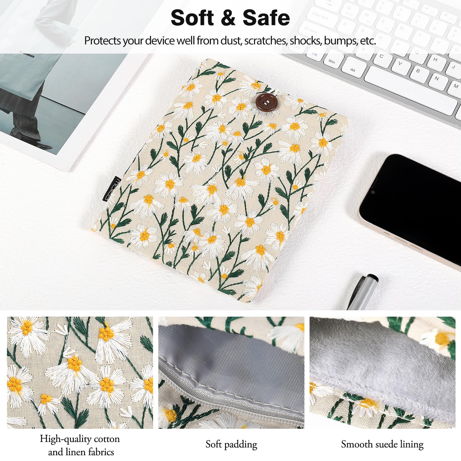 Foto 4 pulgar | Funda Moko Bordada Daisy De 6 A 7 Pulgadas Para Kindle - Venta Internacional.