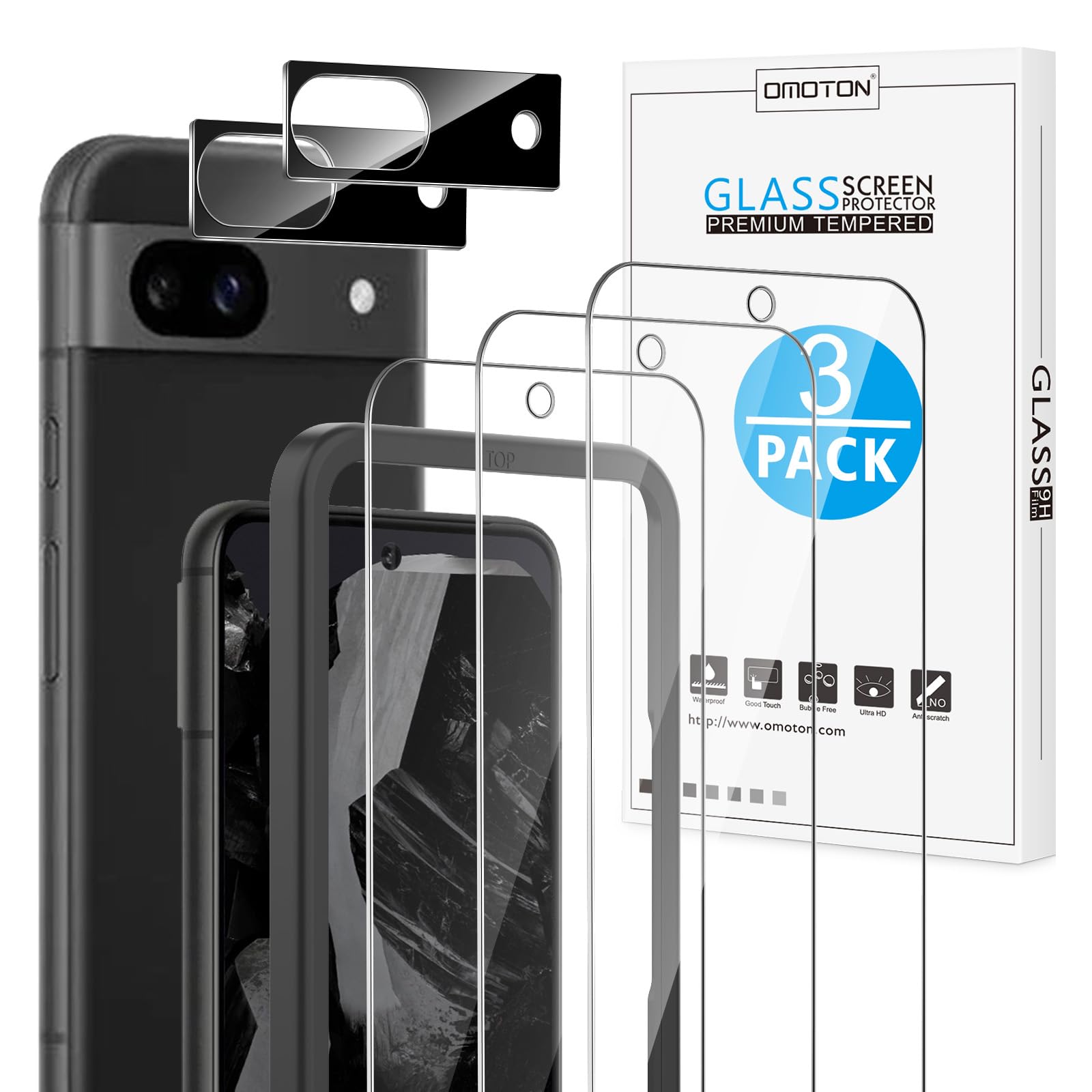 Protector De Pantalla Omoton 3+2 Pack Para Google Pixel 8a - Venta Internacional.