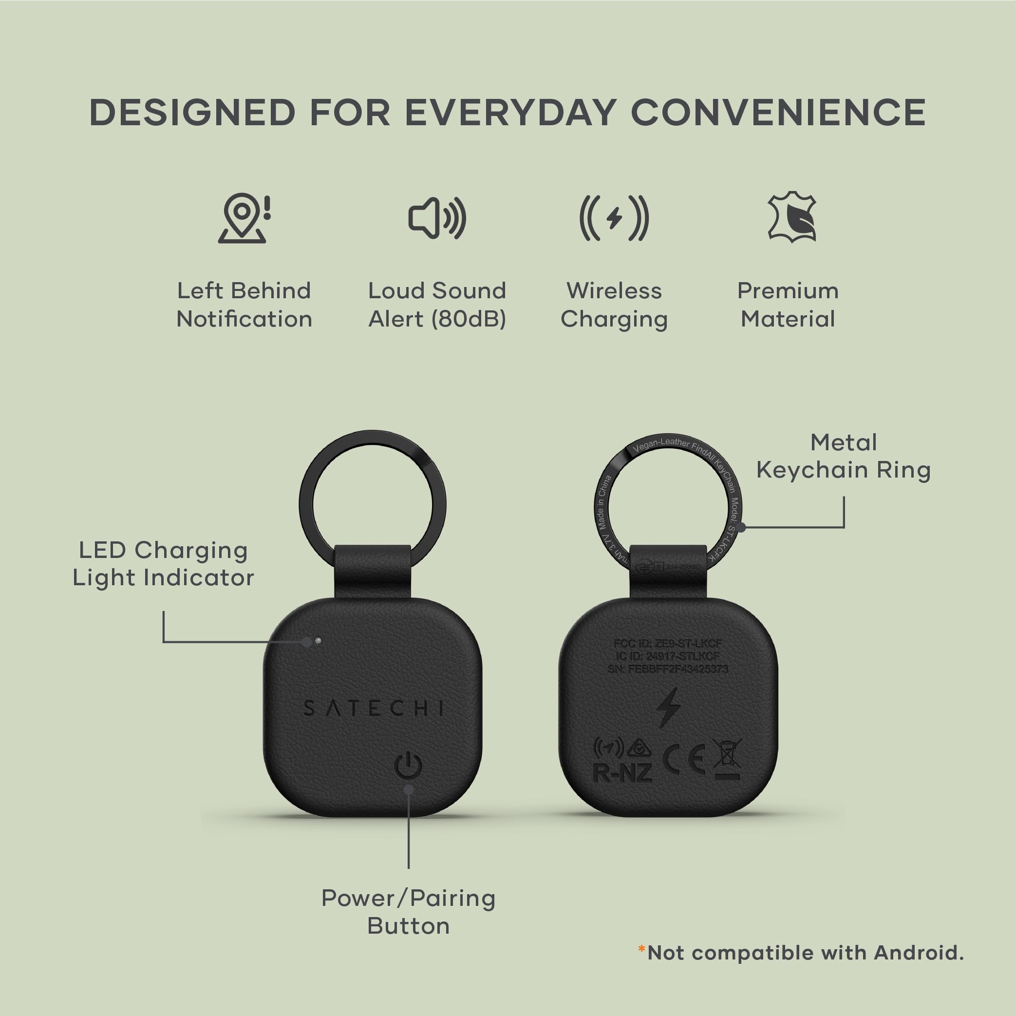 Foto 2 | Llavero Satechi Findall Con Find My  Recargable  Negro - Venta Internacional.