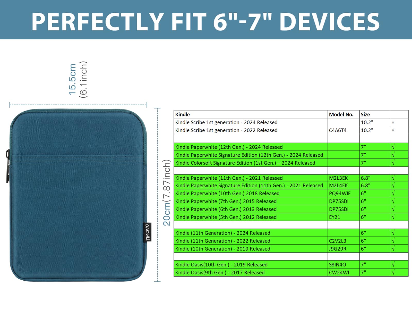 Foto 2 | Funda Timovo Para Kindle Paperwhite/oasis De 6 A 7 Pulgadas  Color Azul - Venta Internacional.