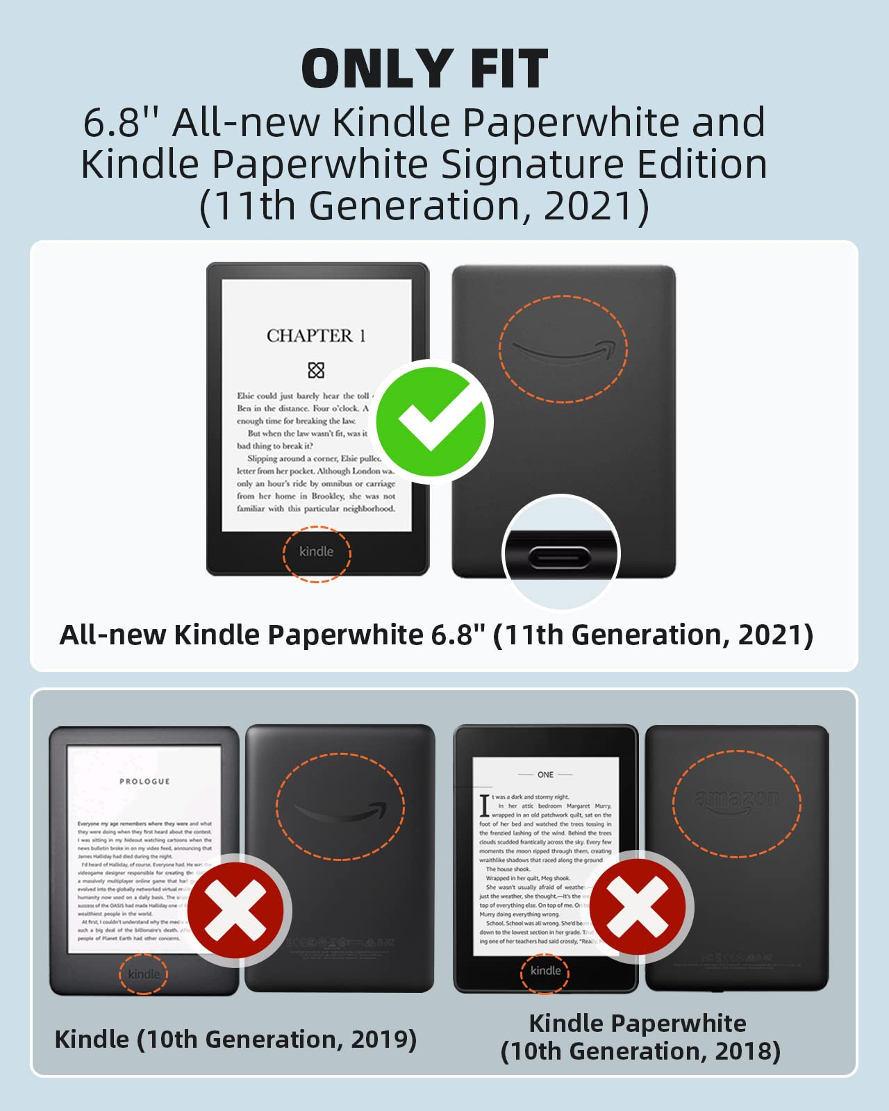 Foto 3 pulgar | Funda Moko Fit Con Kindle Paperwhite 6.8 (11.ª Generación De 2021)  Color Negro - Venta Internacional.