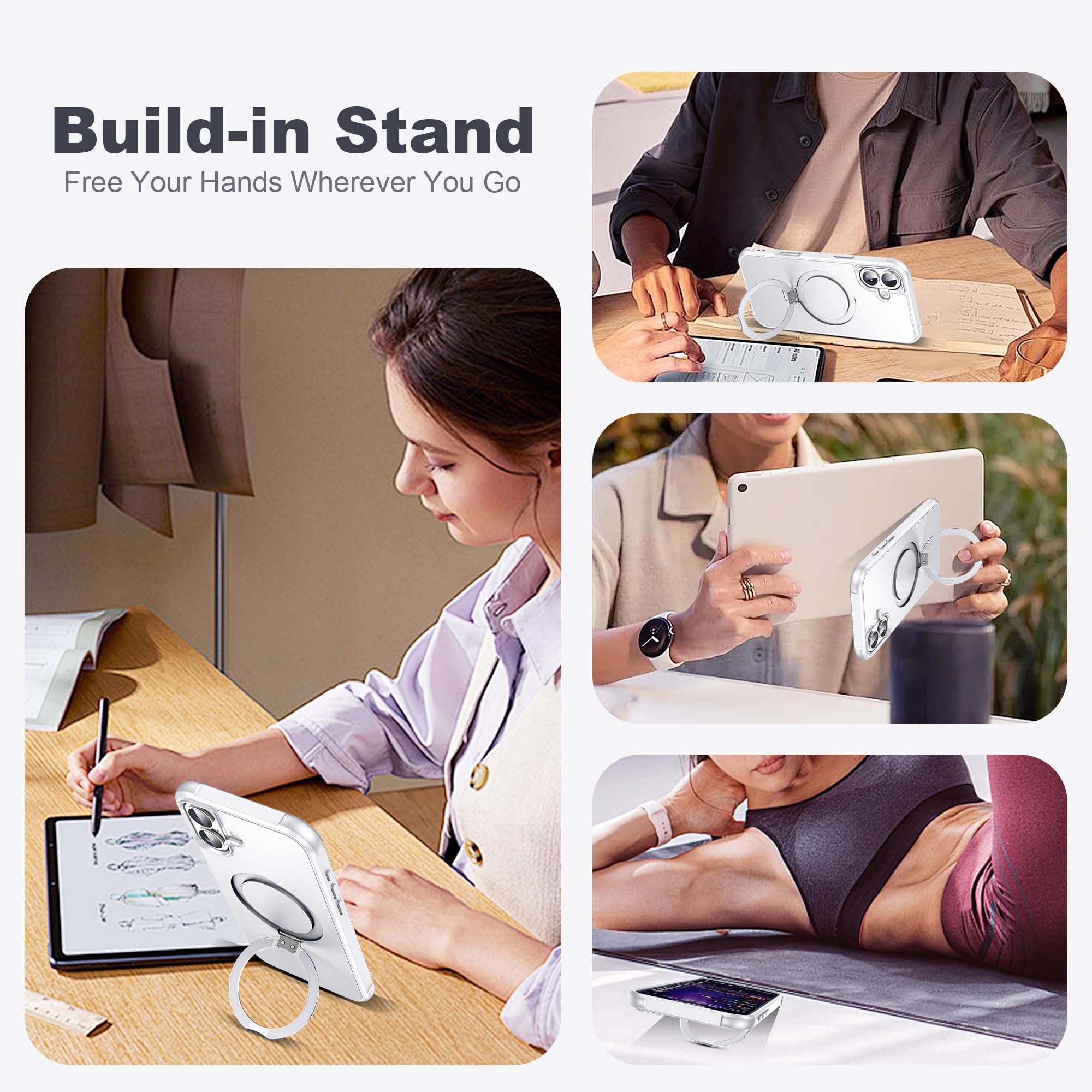 Foto 4 pulgar | Funda De Teléfono Tianli Diseñada Para Iphone 16 Plus Con Soporte Anular - Venta Internacional.