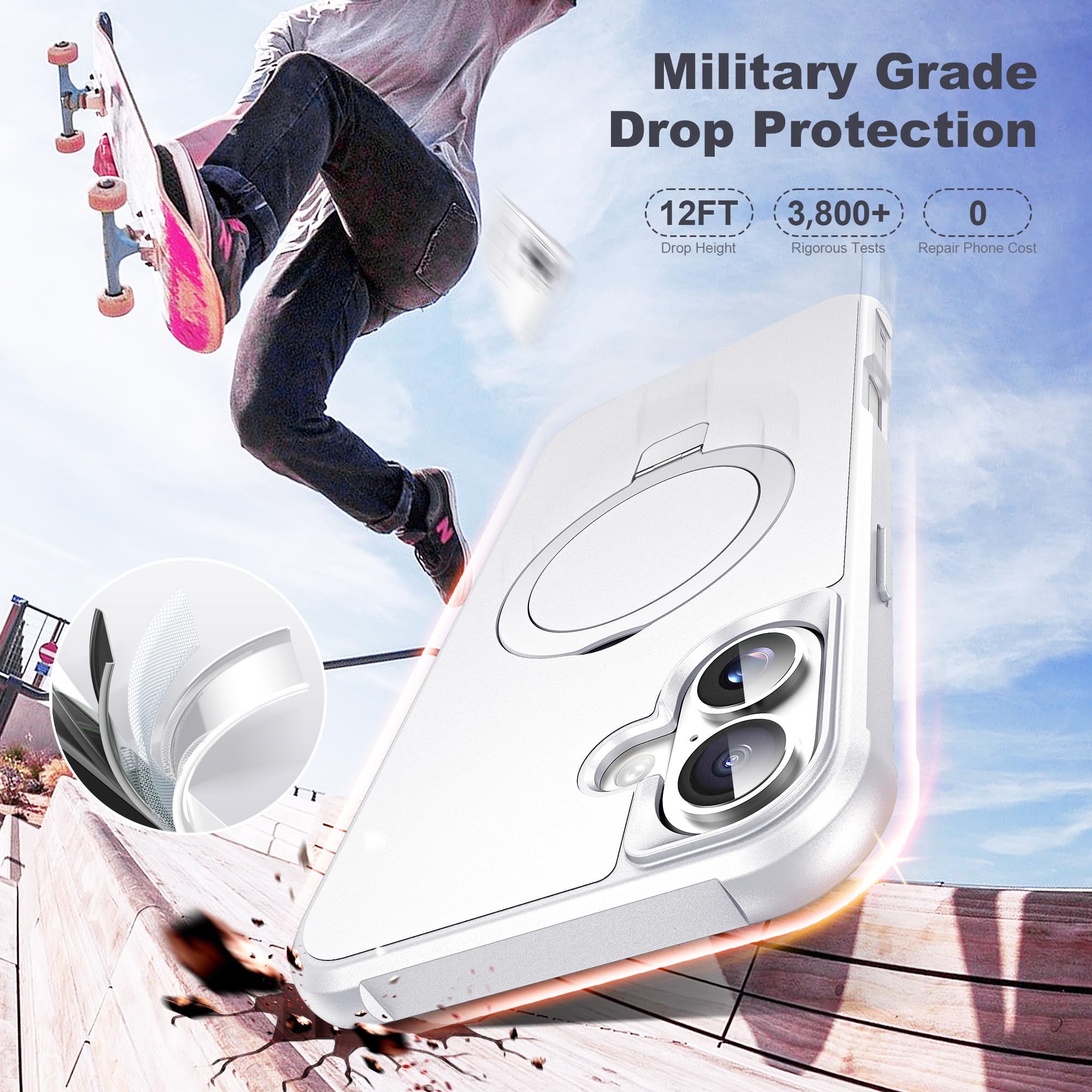 Foto 5 | Funda De Teléfono Tianli Diseñada Para Iphone 16 Plus Con Soporte Anular - Venta Internacional.