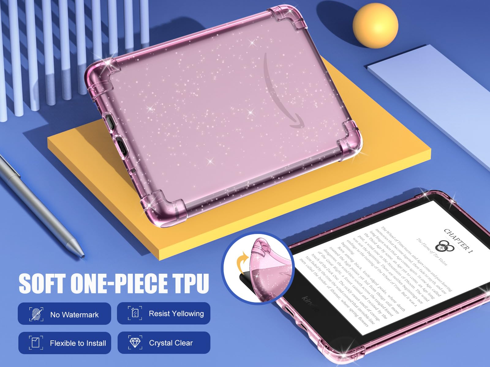 Foto 4 pulgar | Funda Moko Para Kindle 6 Totalmente Nuevo (11.ª Gen-2024/2022) De Tpu  Color Rosa - Venta Internacional.