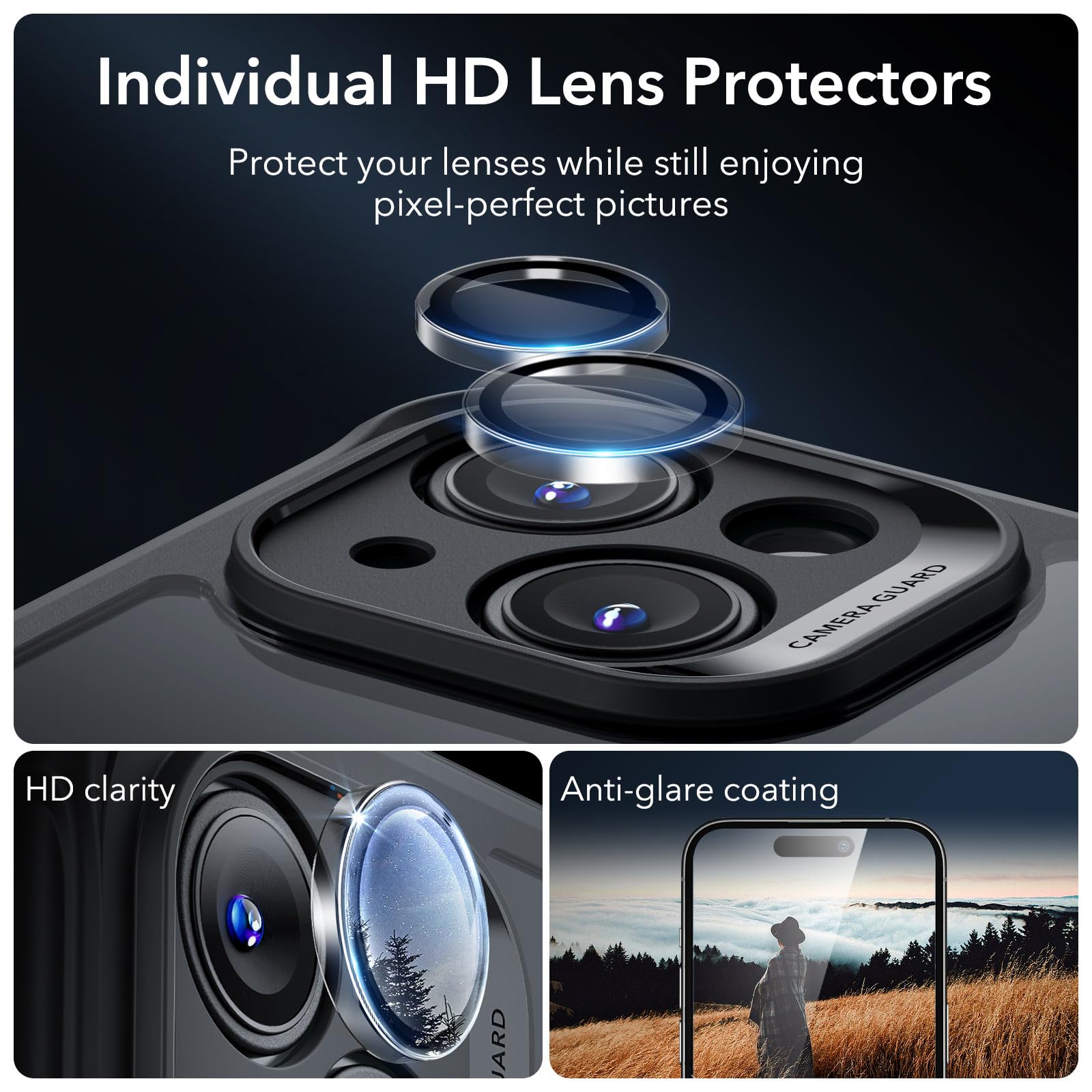 Foto 6 | Funda Esr Para Iphone 15 Con Vidrio Templado Negro Transparente - Venta Internacional.