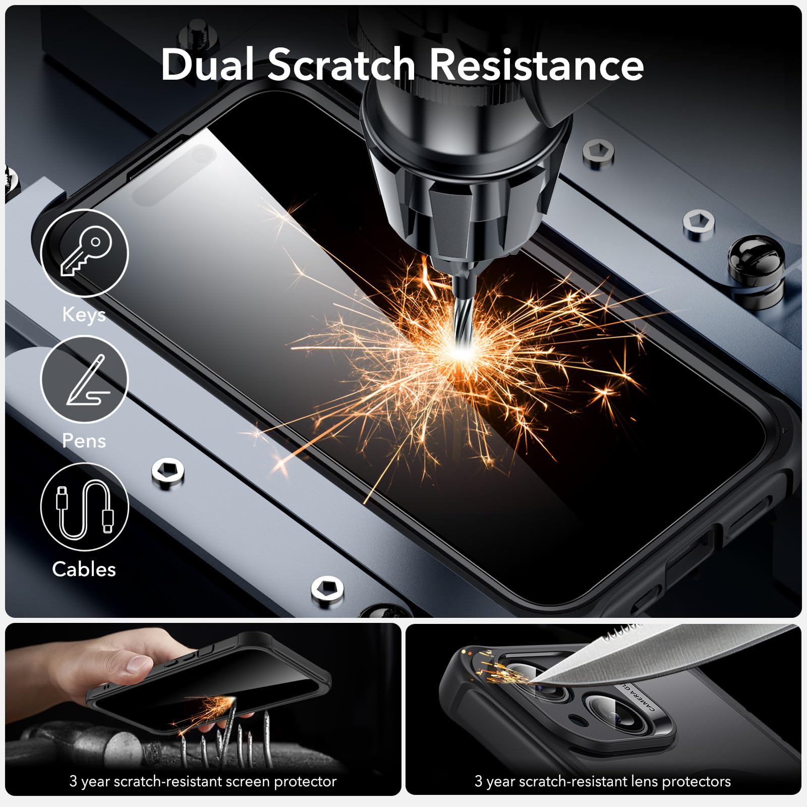 Foto 8 pulgar | Funda Esr Para Iphone 15 Con Vidrio Templado Negro Transparente - Venta Internacional.