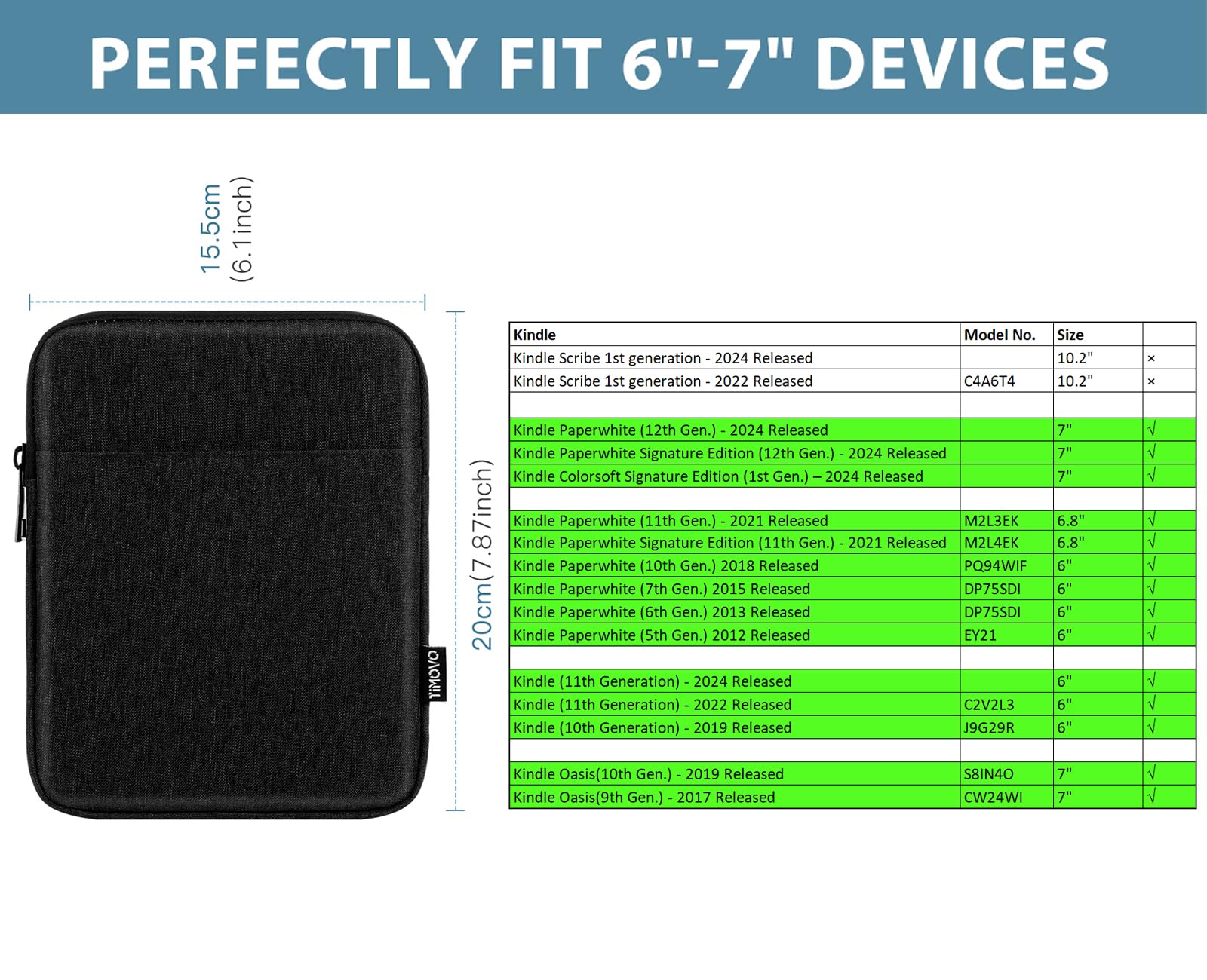 Foto 3 pulgar | Funda Timovo Para Kindle Paperwhite De 6 A 7 Pulgadas  Color Negro - Venta Internacional.
