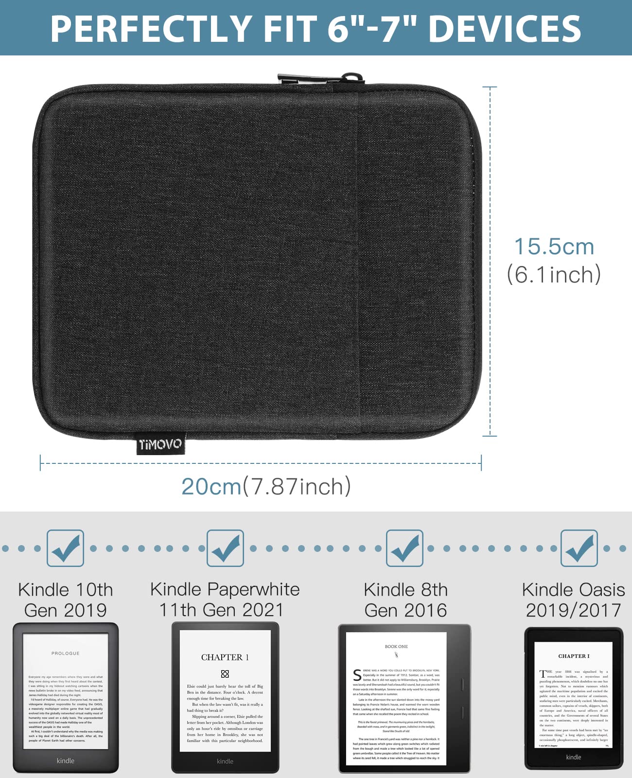 Foto 3 | Funda Timovo Para Kindle Paperwhite De 6 A 7 Pulgadas  Color Negro - Venta Internacional.