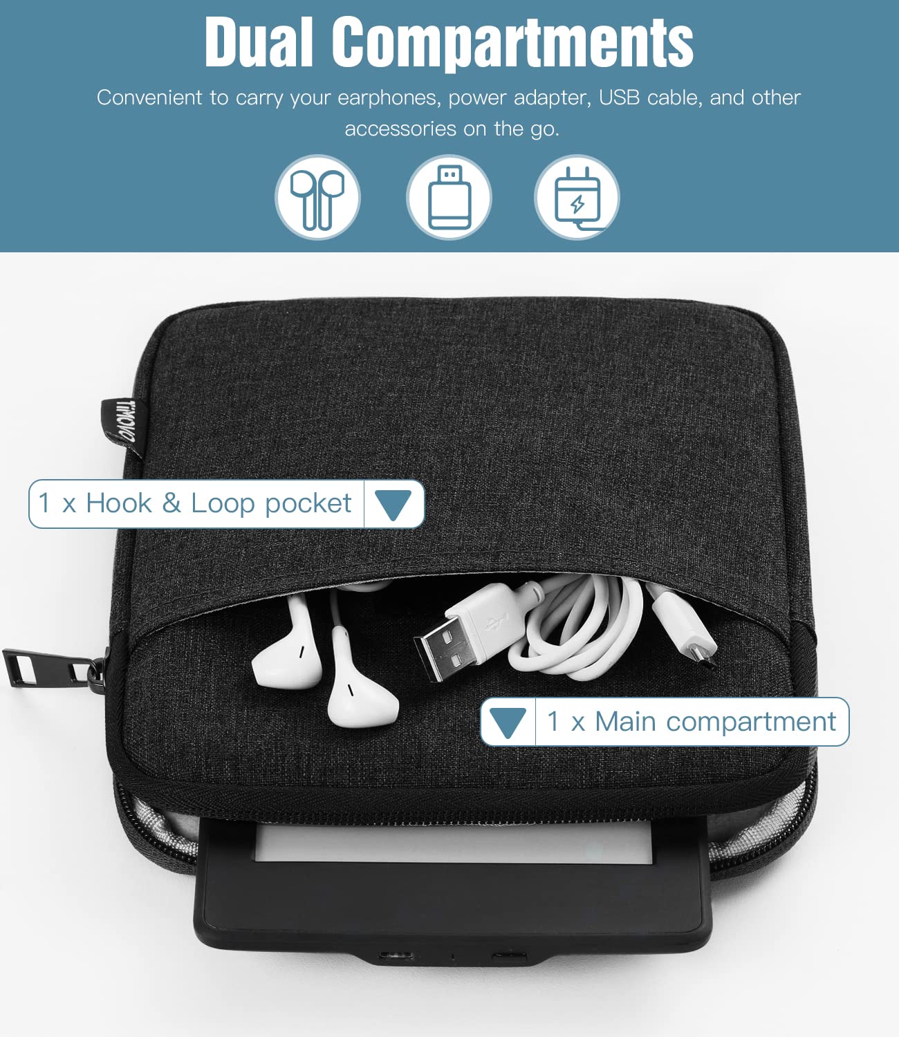 Foto 4 | Funda Timovo Para Kindle Paperwhite De 6 A 7 Pulgadas  Color Negro - Venta Internacional.