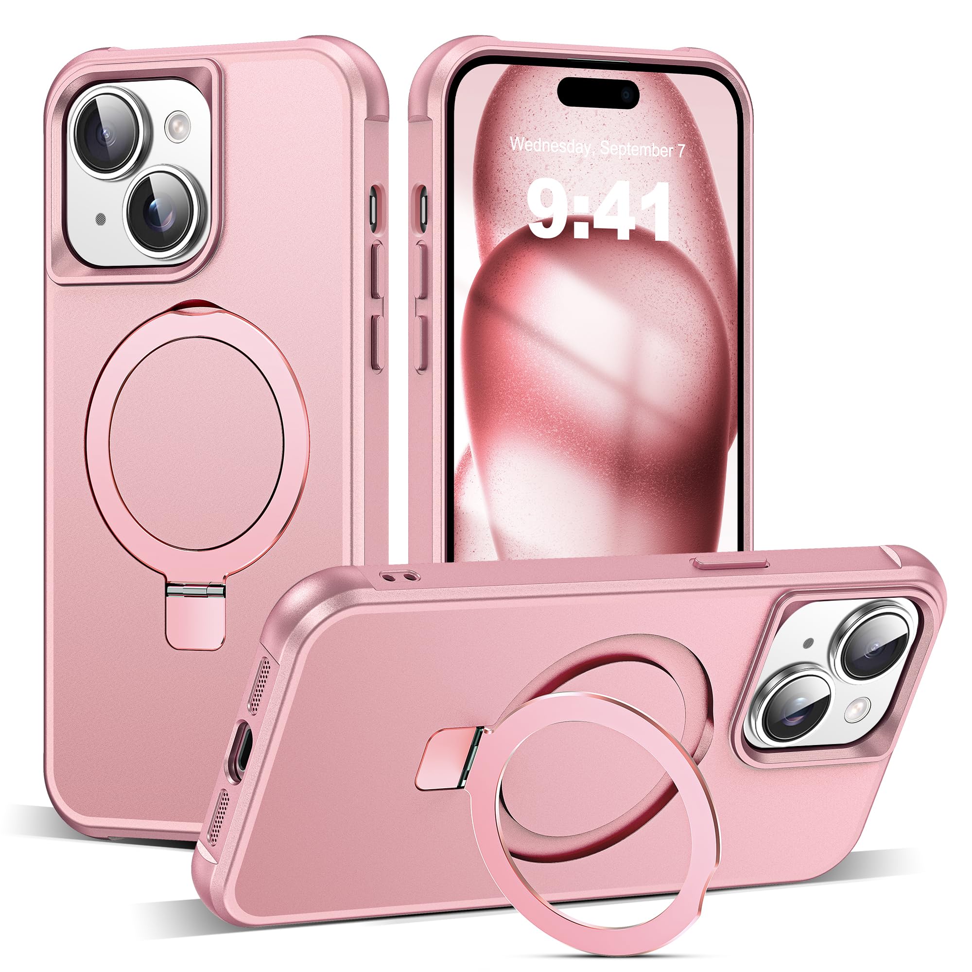 Foto 2 pulgar | Funda Para Iphone 15 Tianli Con Forma De Anillo Magnético Invisible  Dorado Rosa - Venta Internacional.