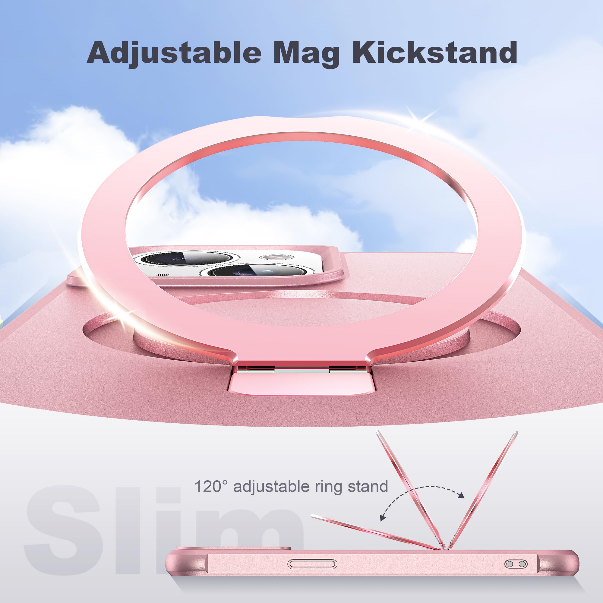 Foto 7 pulgar | Funda Para Iphone 15 Tianli Con Forma De Anillo Magnético Invisible  Dorado Rosa - Venta Internacional.