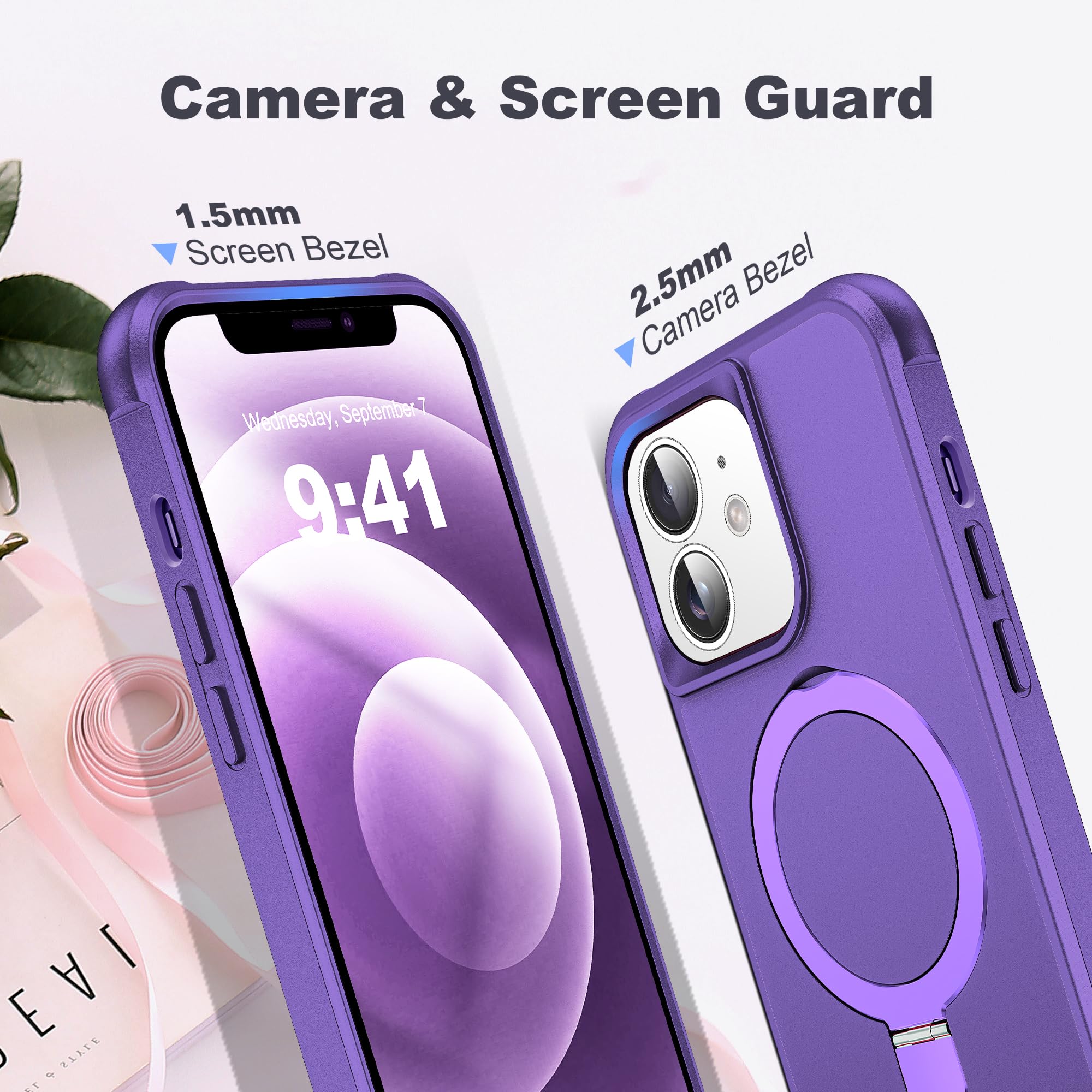Foto 8 pulgar | Funda De Teléfono Tianli Diseñada Para Iphone 12/12 Pro Con Soporte Anular - Venta Internacional.