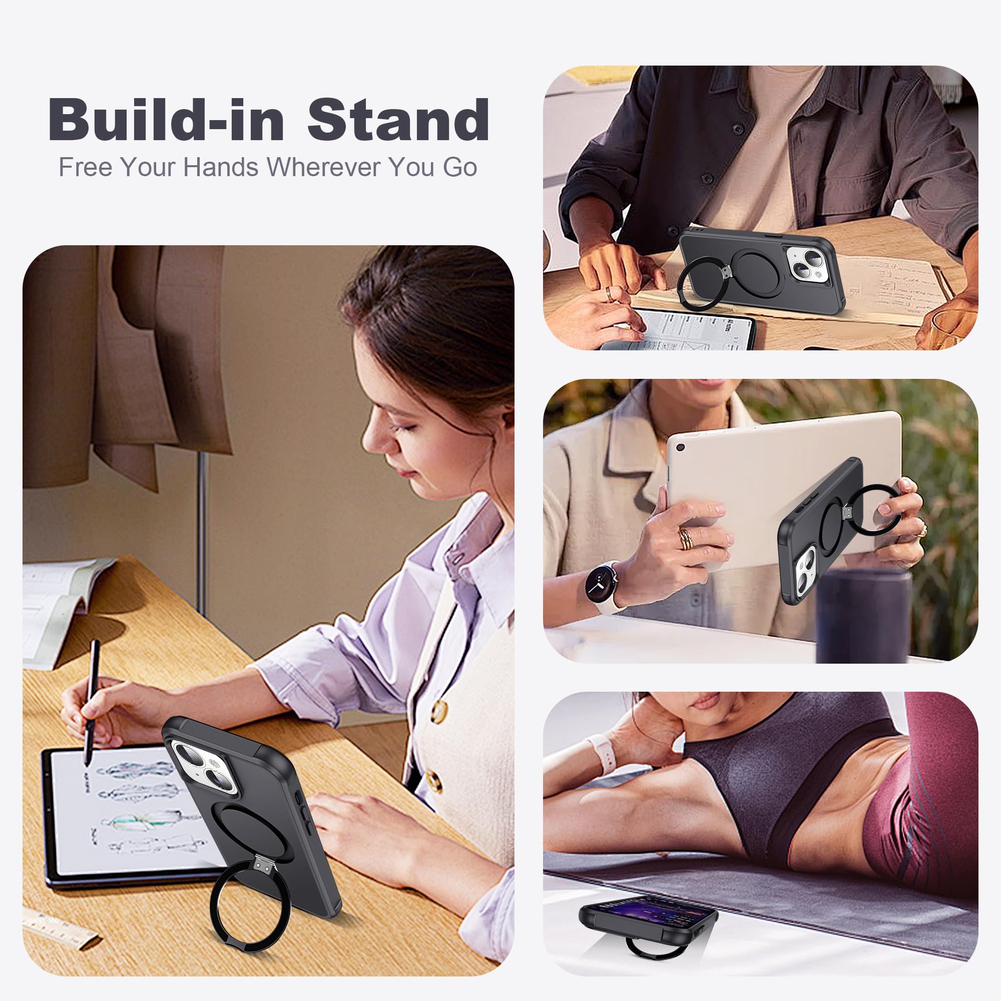 Foto 3 | Funda De Teléfono Tianli Para Iphone 13/14 De 6.1 Pulgadas Con Soporte De Anillo Magnético - Venta Internacional.