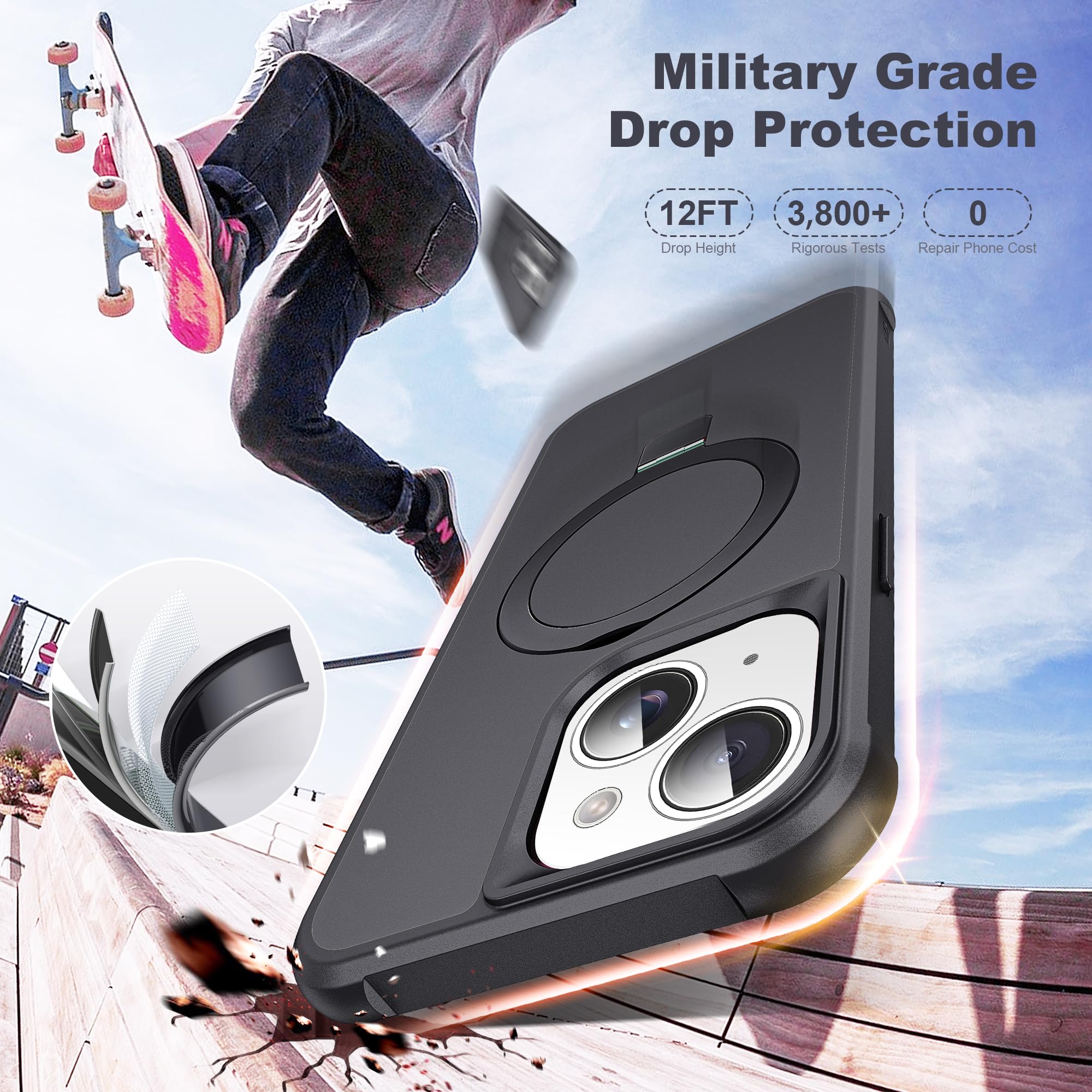 Foto 5 | Funda De Teléfono Tianli Para Iphone 13/14 De 6.1 Pulgadas Con Soporte De Anillo Magnético - Venta Internacional.