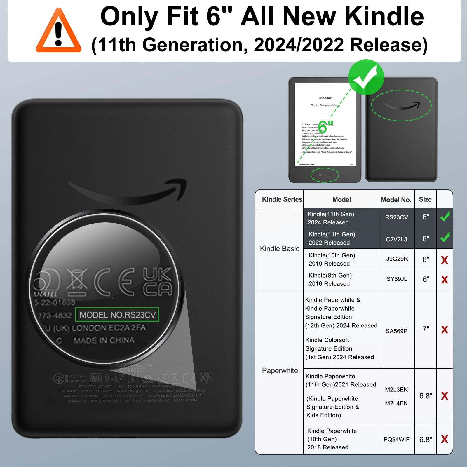 Foto 3 pulgar | Funda Moko Para Kindle 11.ª Generación 2024/2022 Totalmente Nuevo Con Función Auto Wake - Venta Internacional.