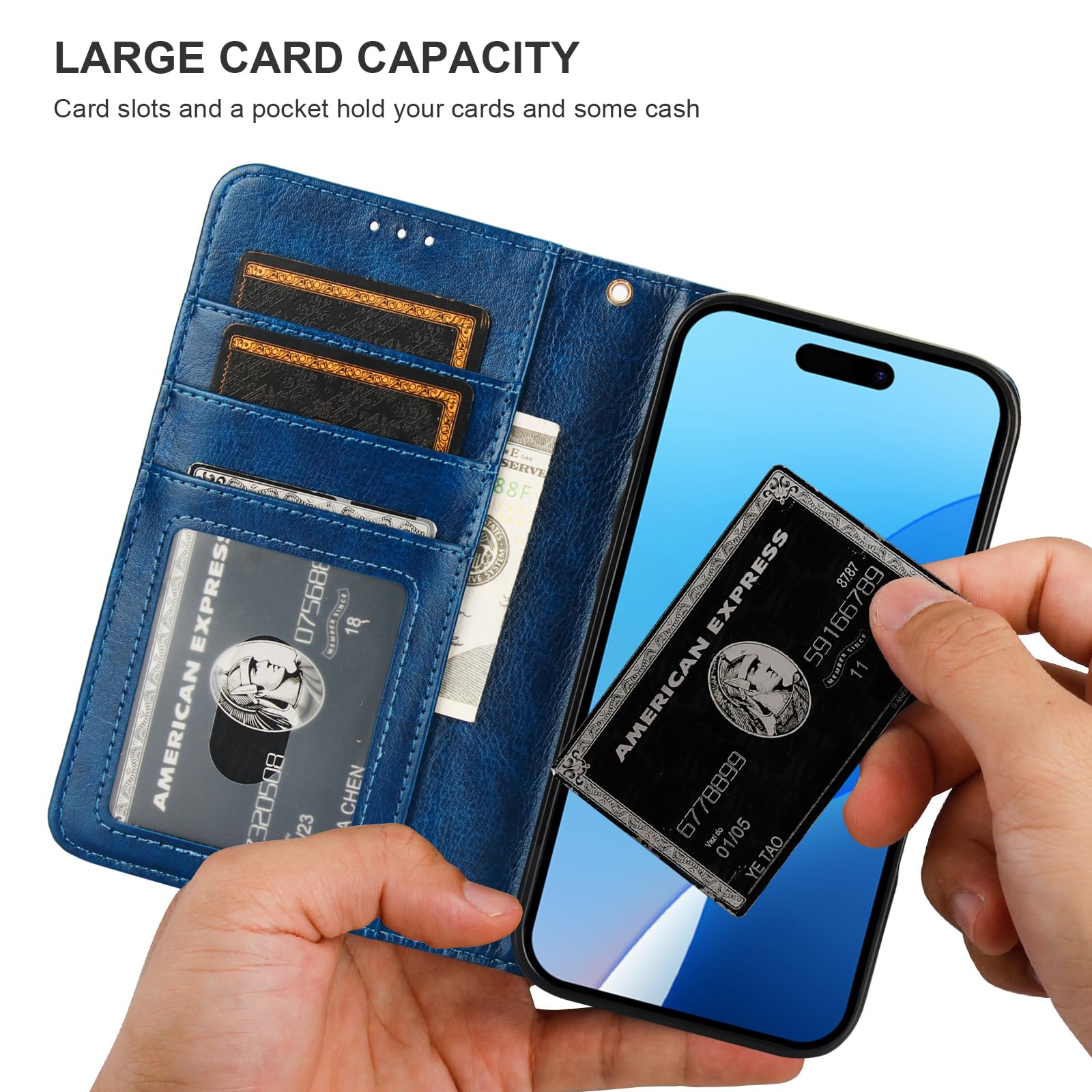 Foto 6 pulgar | Funda Tipo Cartera Bocasal Desmontable Para Iphone 16 Pro De 6 3 Pulgadas  Color Azul - Venta Internacional.