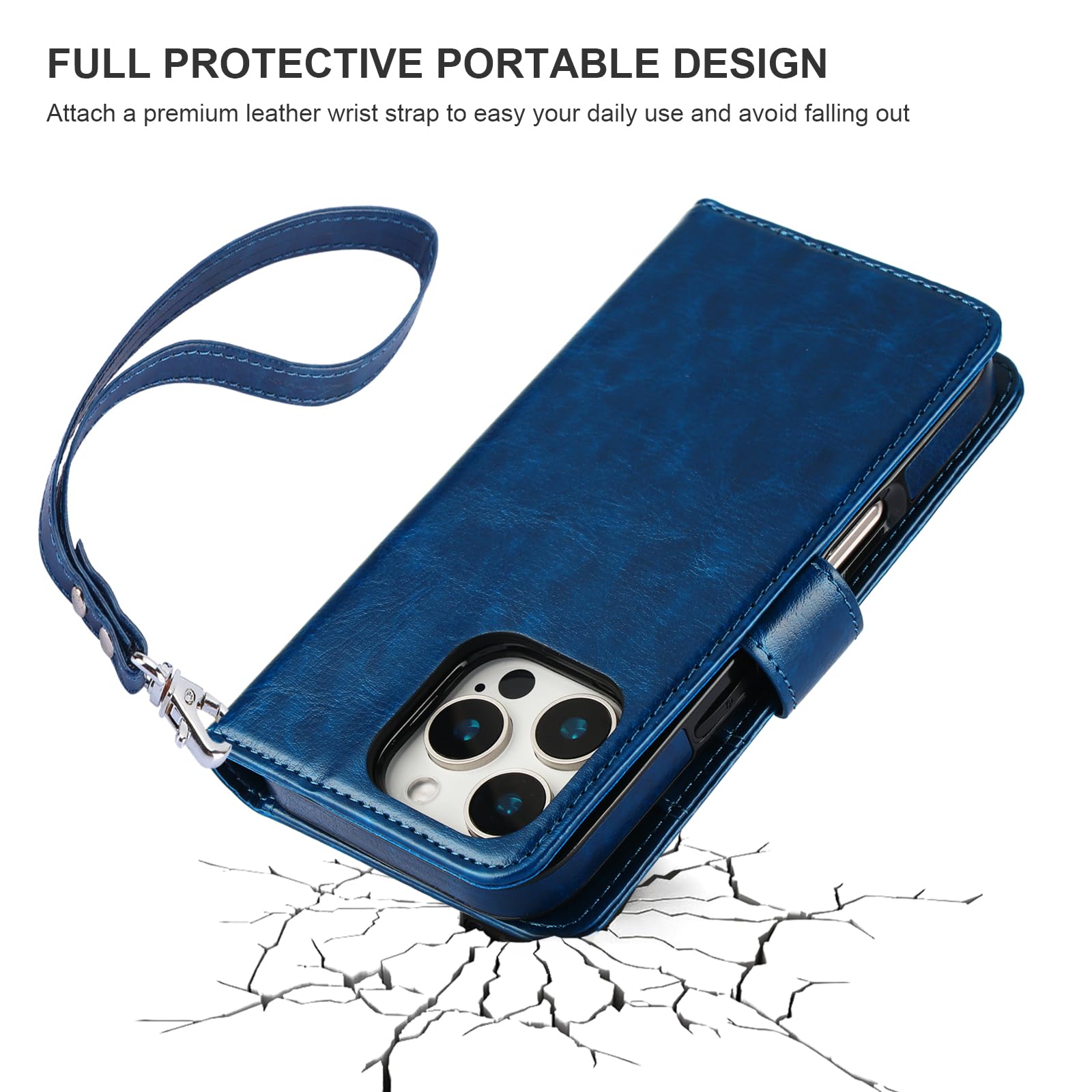 Foto 8 pulgar | Funda Tipo Cartera Bocasal Desmontable Para Iphone 16 Pro De 6 3 Pulgadas  Color Azul - Venta Internacional.