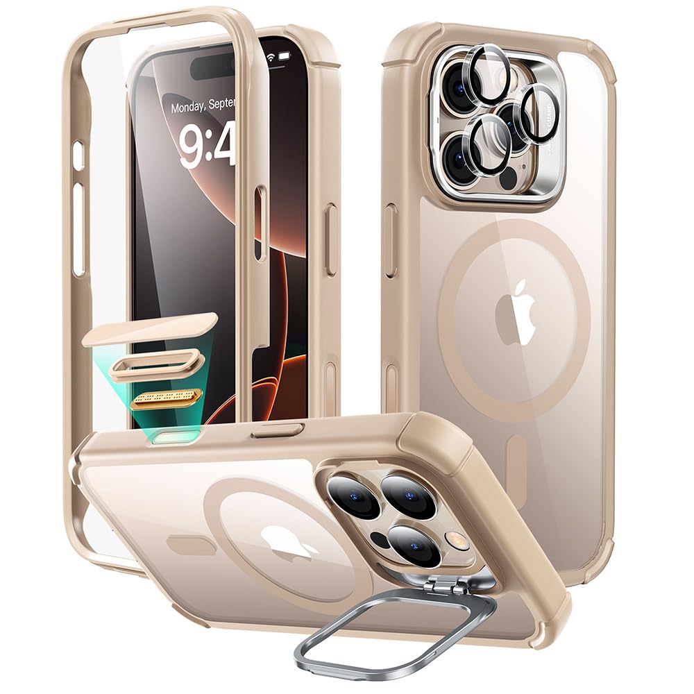 Foto 2 pulgar | Funda Esr Para Iphone 16 Pro Con Soporte Y Control De Cámara  Color Dorado Transparente - Venta Internacional.