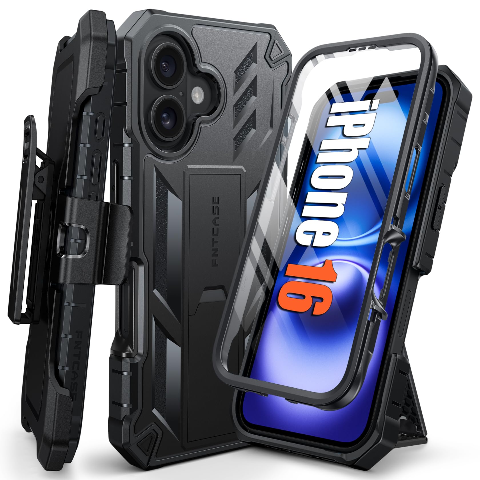 Foto 2 pulgar | Funda Protectora Robusta Fntcase Para Iphone 16 De 6.1 Pulgadas  Negra - Venta Internacional.