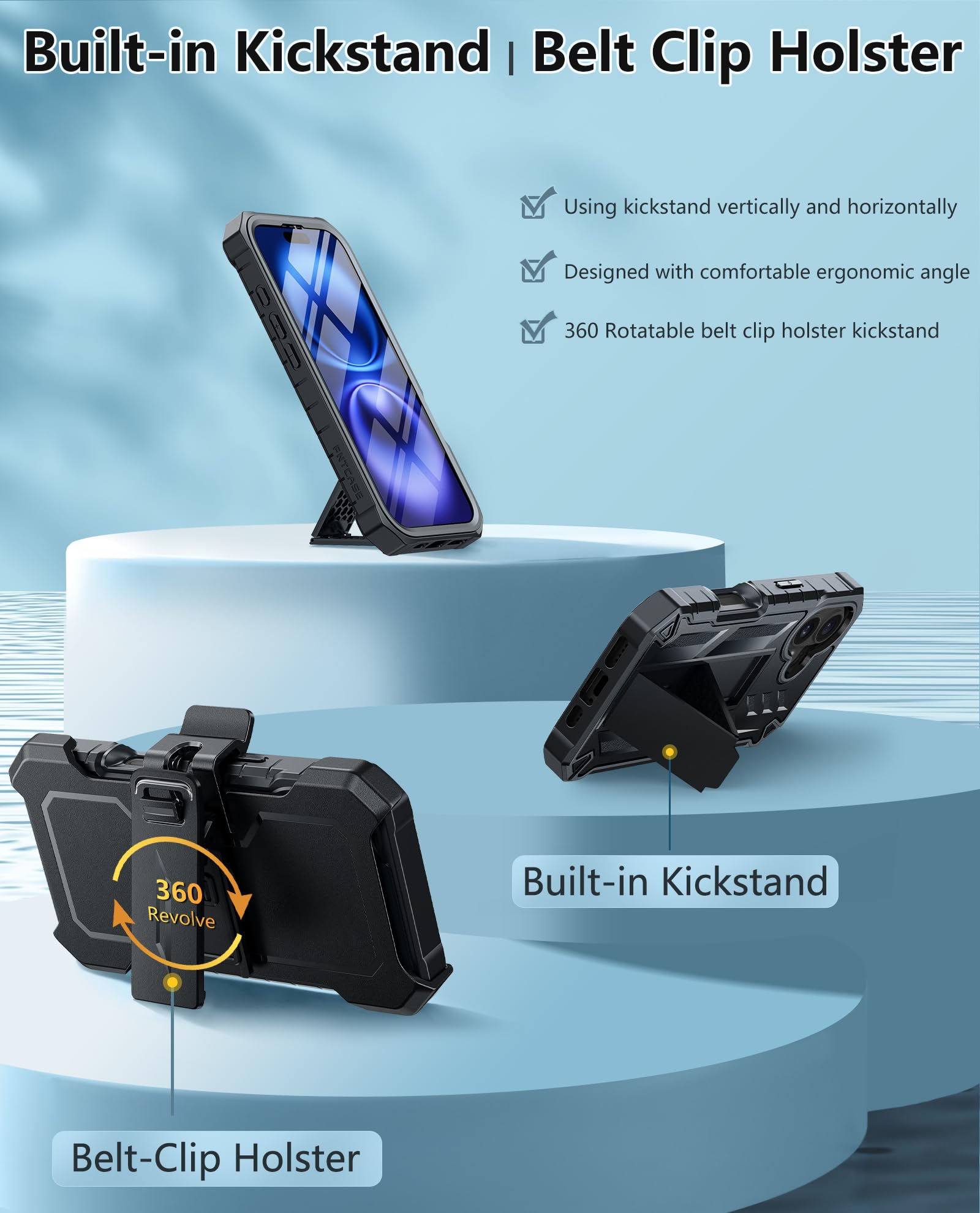 Foto 4 pulgar | Funda Protectora Robusta Fntcase Para Iphone 16 De 6.1 Pulgadas  Negra - Venta Internacional.