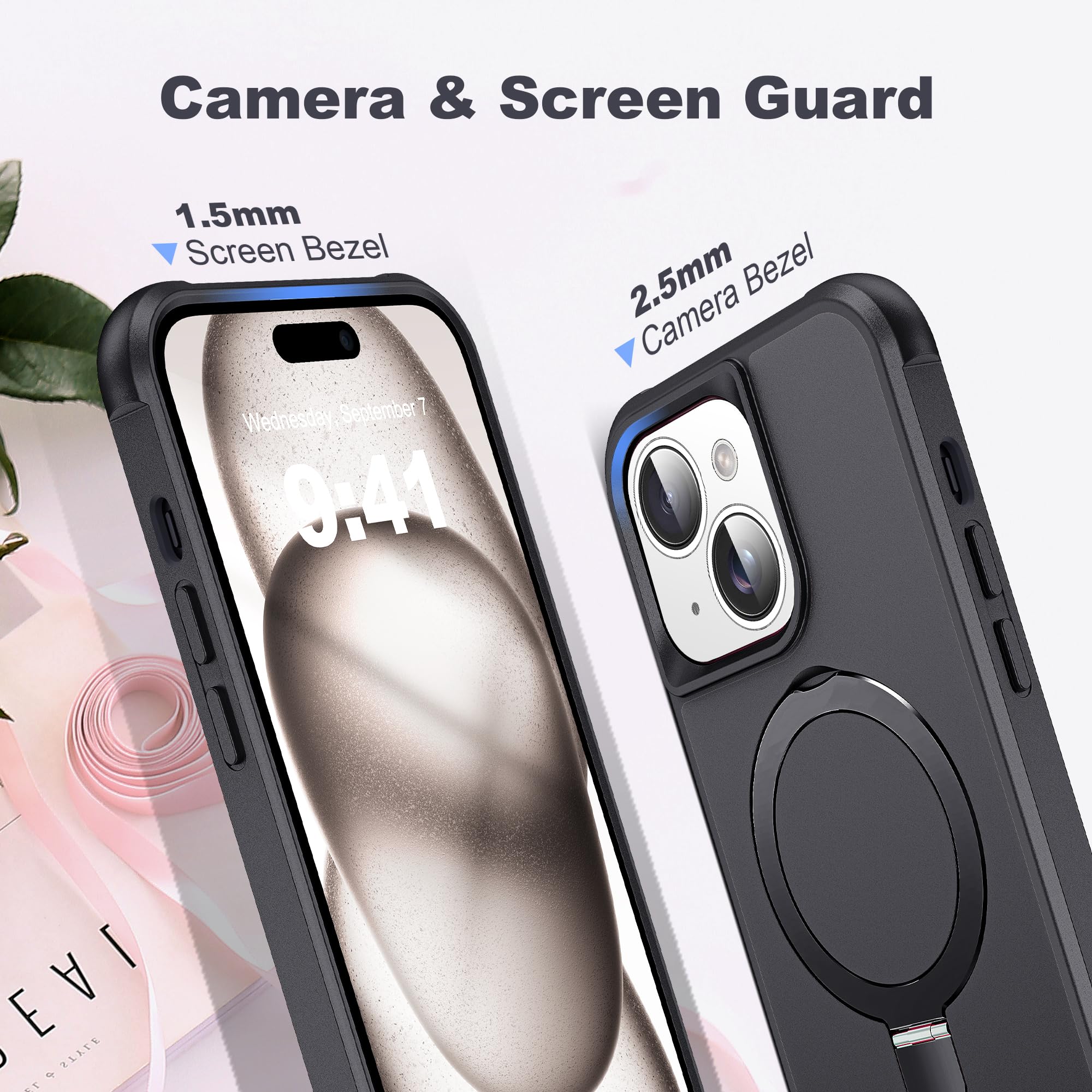 Foto 8 pulgar | Funda De Teléfono Tianli Diseñada Para Iphone 15 Con Soporte De Anillo Magnético - Venta Internacional.