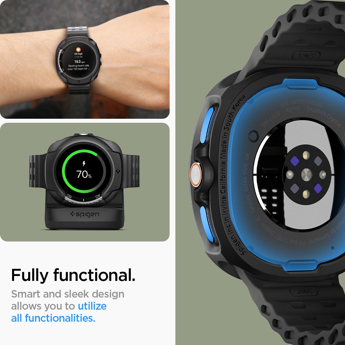 Foto 7 pulgar | Funda Spigen Liquid Air Para Samsung Galaxy Watch 8 Classic De 46 Mm - Venta Internacional.