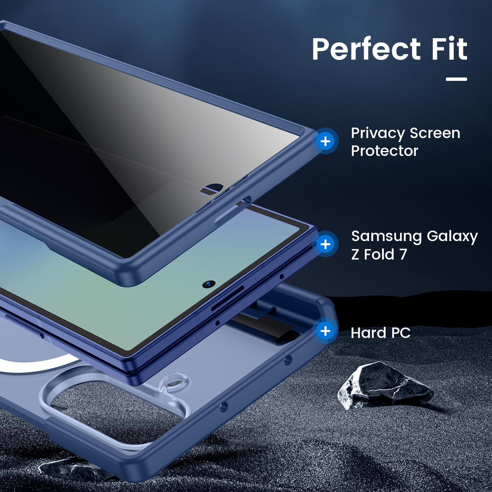 Foto 7 pulgar | Funda Vego Para Samsung Galaxy Z Fold 7 Con Protección De Bisagra  Color Azul - Venta Internacional.
