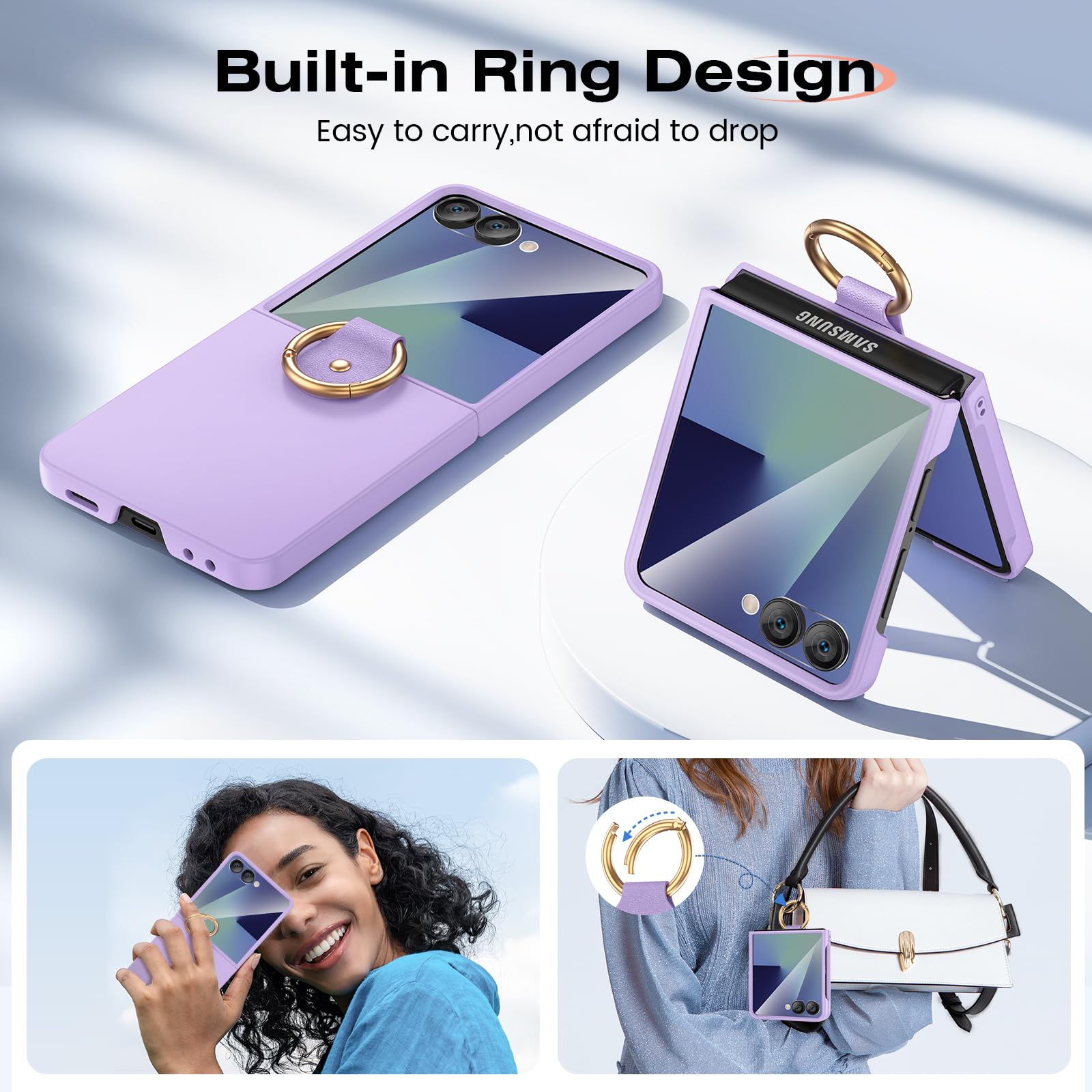 Foto 7 pulgar | Funda De Teléfono Ruky Para Samsung Galaxy Z Flip 7 Con Pantalla Morada - Venta Internacional.