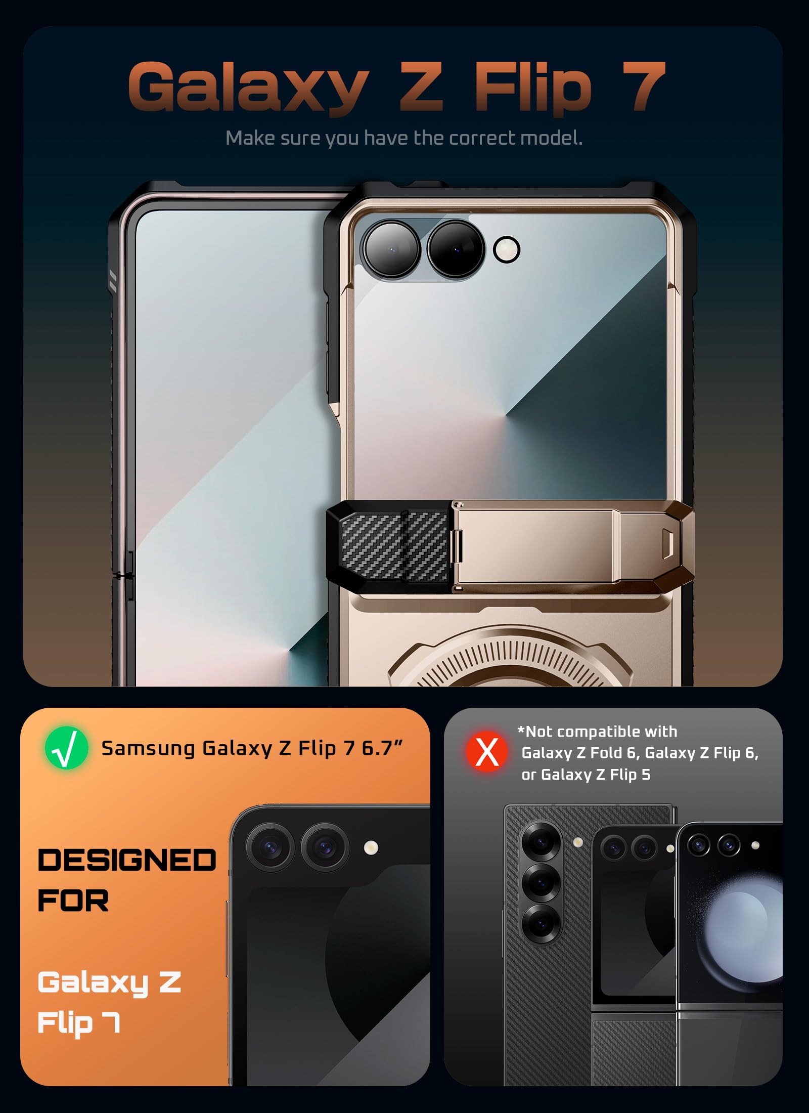 Foto 3 pulgar | Funda De Teléfono Supcase Para Samsung Galaxy Z Flip 7 Con Soporte - Venta Internacional.