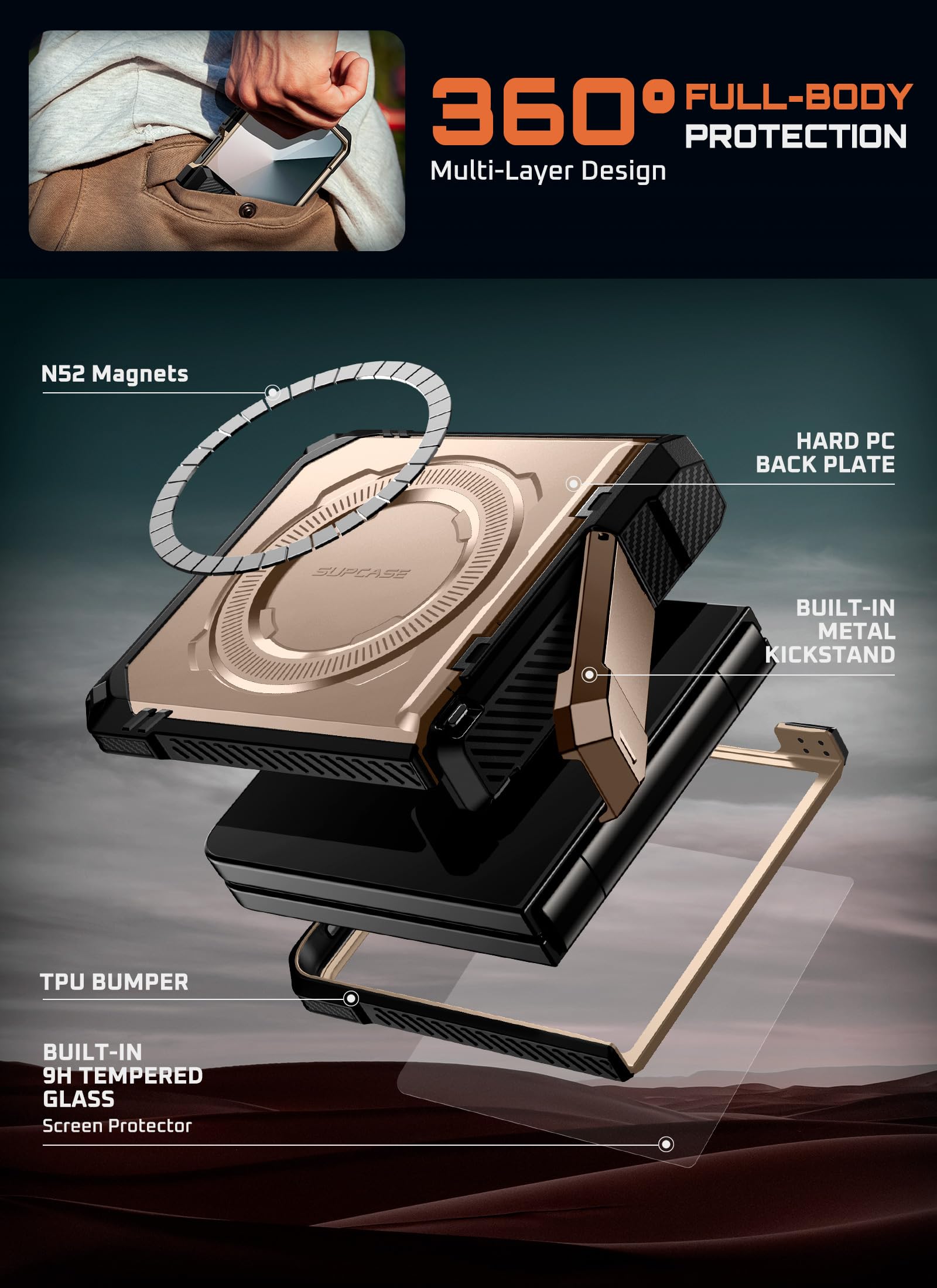 Foto 8 pulgar | Funda De Teléfono Supcase Para Samsung Galaxy Z Flip 7 Con Soporte - Venta Internacional.