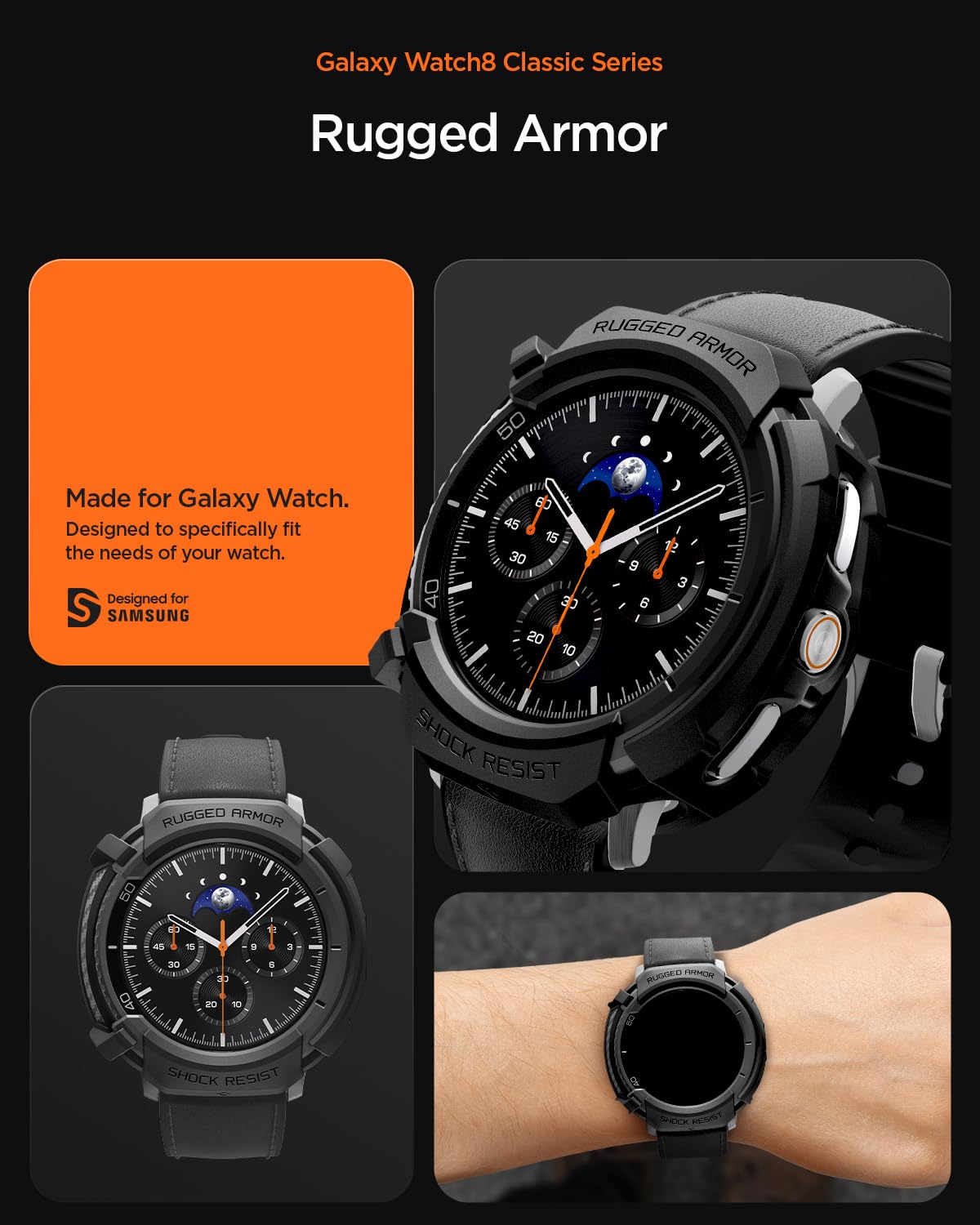 Foto 5 pulgar | Funda Spigen Rugged Armor Para Samsung Galaxy Watch 8 Classic De 46 Mm - Venta Internacional.