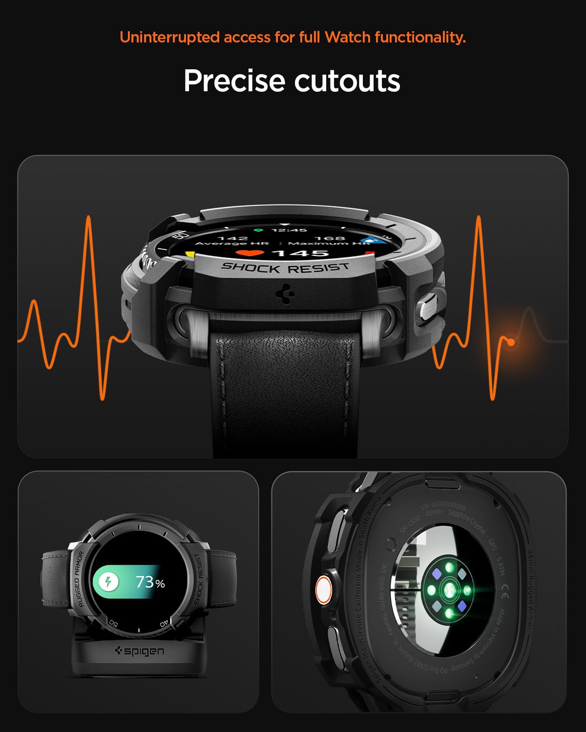 Foto 8 pulgar | Funda Spigen Rugged Armor Para Samsung Galaxy Watch 8 Classic De 46 Mm - Venta Internacional.