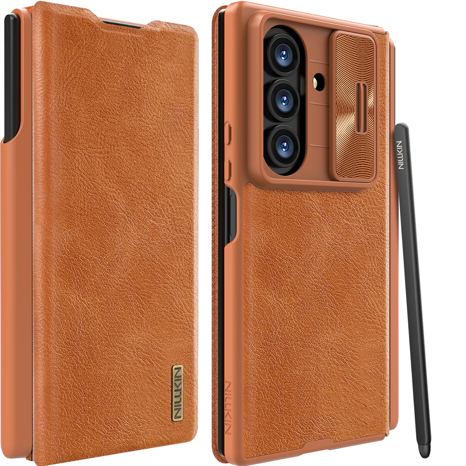 Foto 1 | Funda Tipo Cartera Nillkin Para Samsung Galaxy Z Fold 7 Con S Pen  Color Marrón - Venta Internacional.