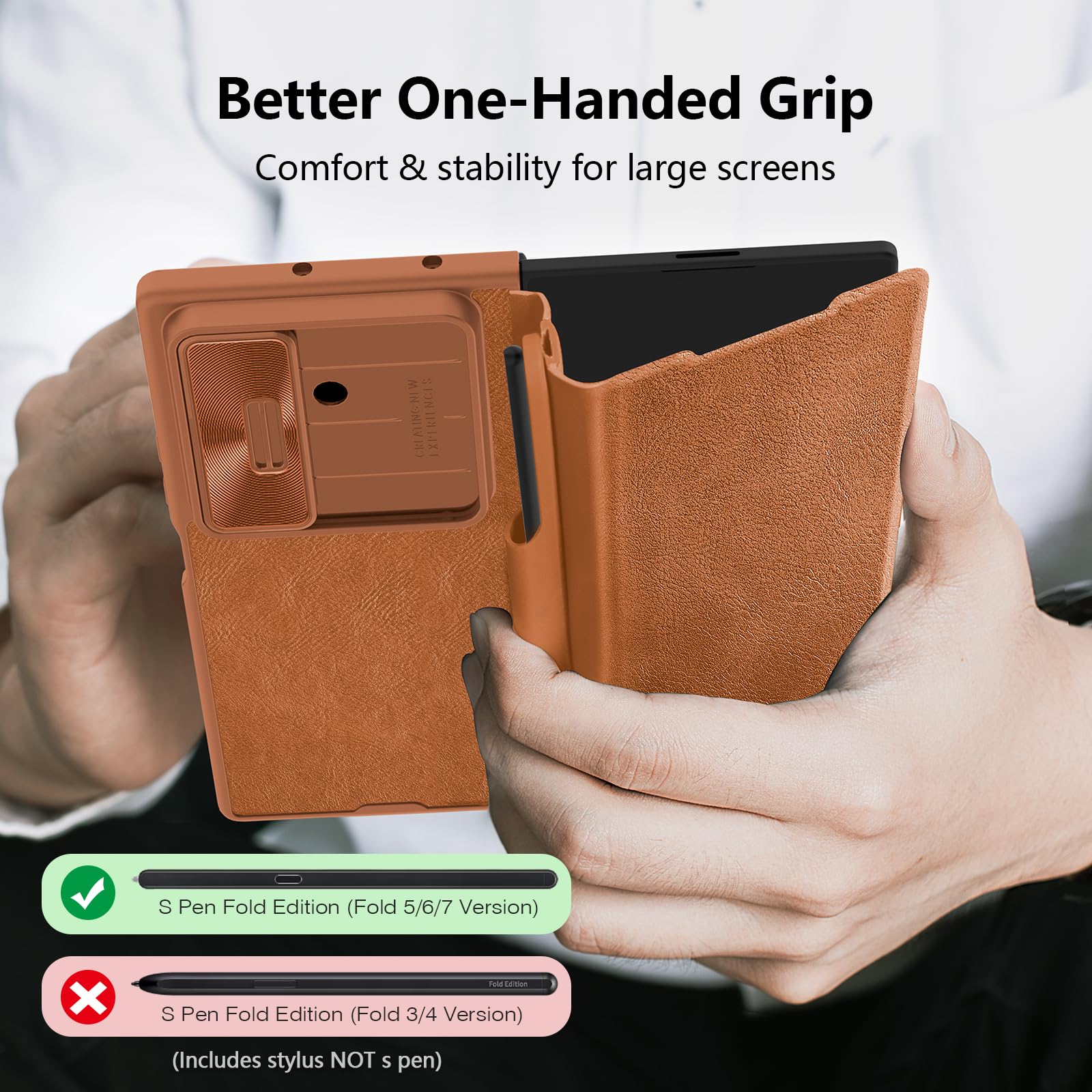 Foto 4 pulgar | Funda Tipo Cartera Nillkin Para Samsung Galaxy Z Fold 7 Con S Pen  Color Marrón - Venta Internacional.