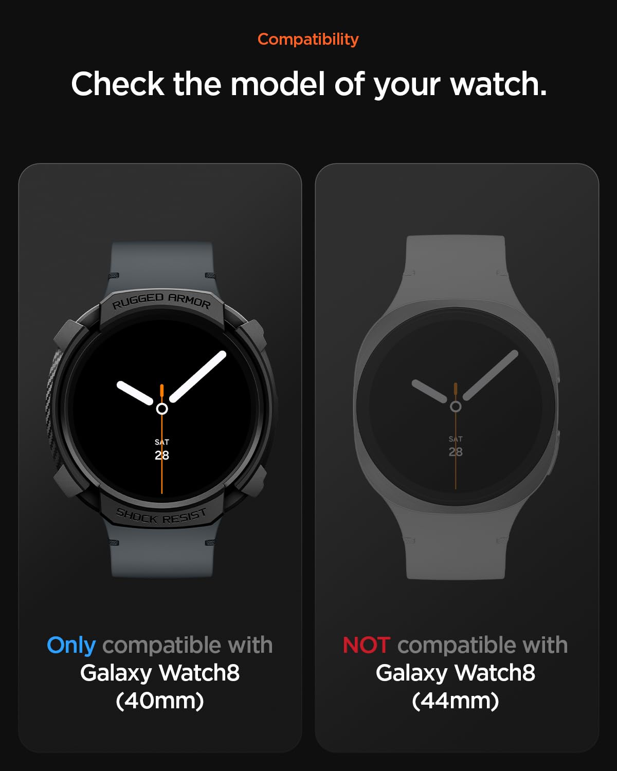 Foto 3 pulgar | Funda Spigen Rugged Armor Para Samsung Galaxy Watch 8 De 40 Mm - Venta Internacional.