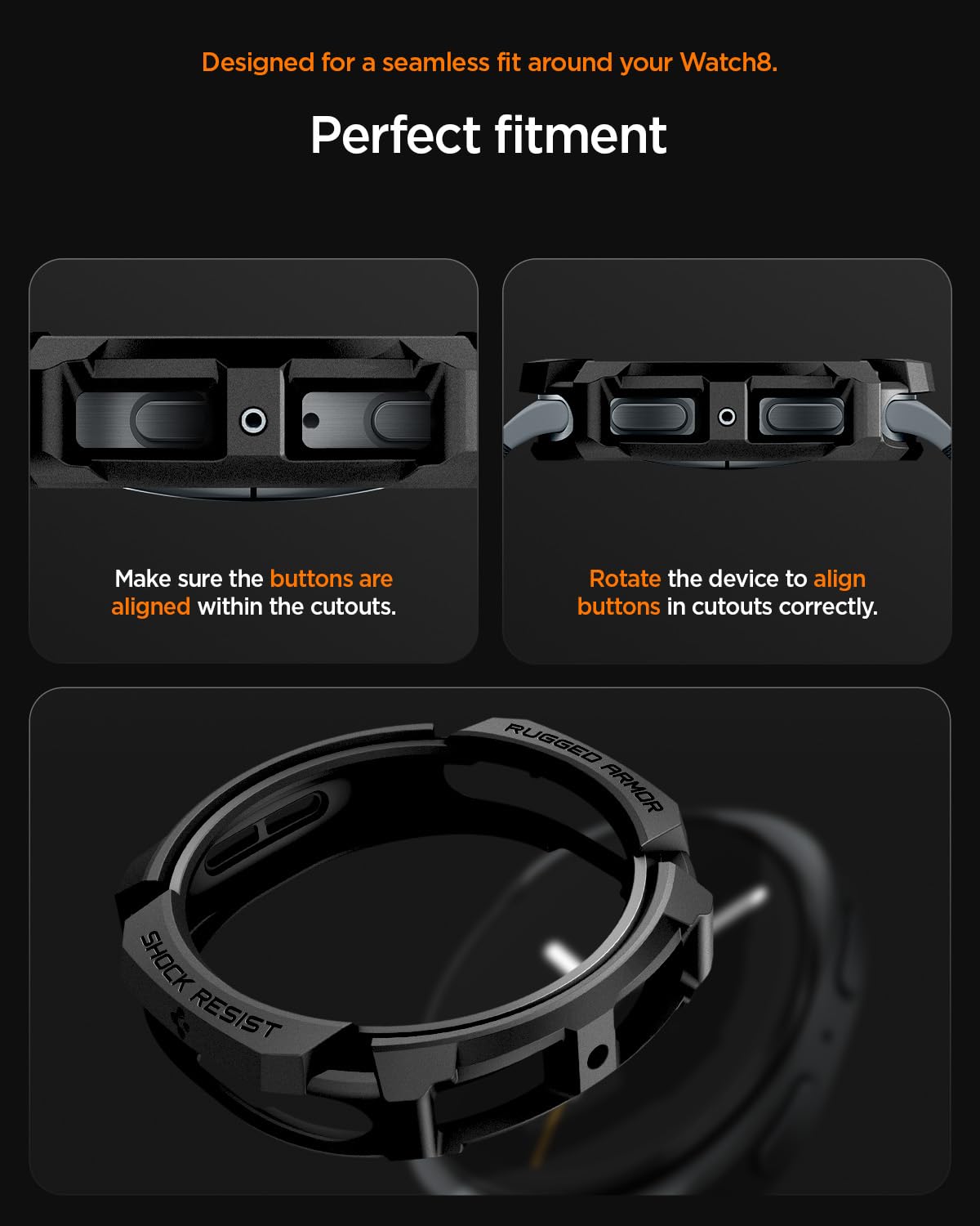 Foto 4 pulgar | Funda Spigen Rugged Armor Para Samsung Galaxy Watch 8 De 40 Mm - Venta Internacional.