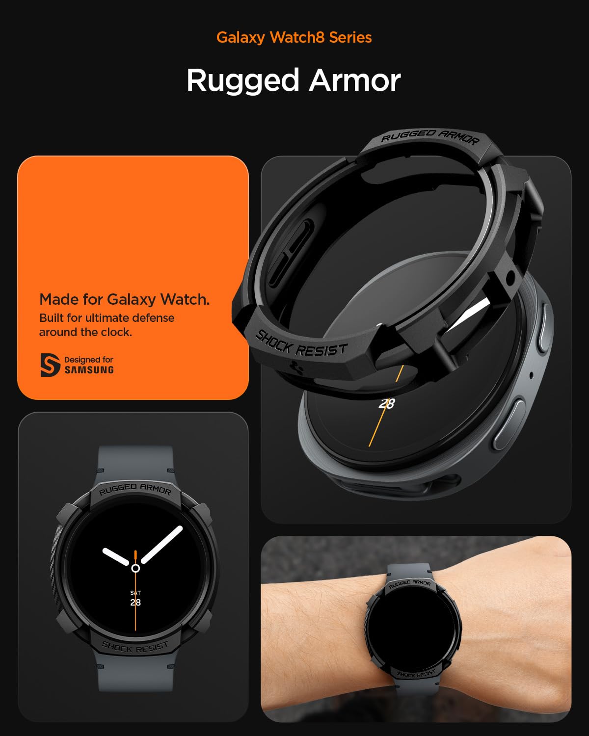 Foto 5 pulgar | Funda Spigen Rugged Armor Para Samsung Galaxy Watch 8 De 40 Mm - Venta Internacional.