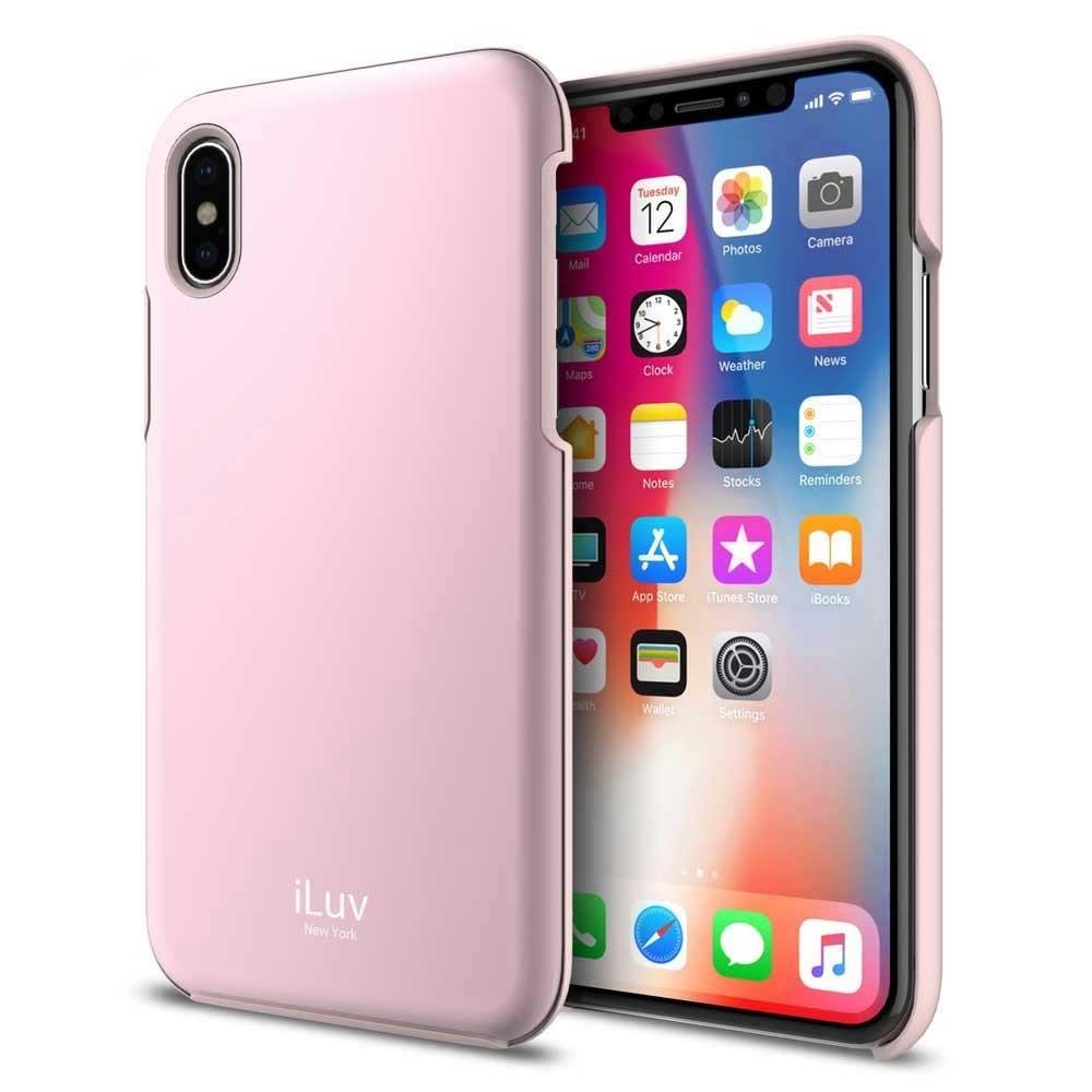 Funda Iluv Metal Forge color Rosa para iPhone X y Xs