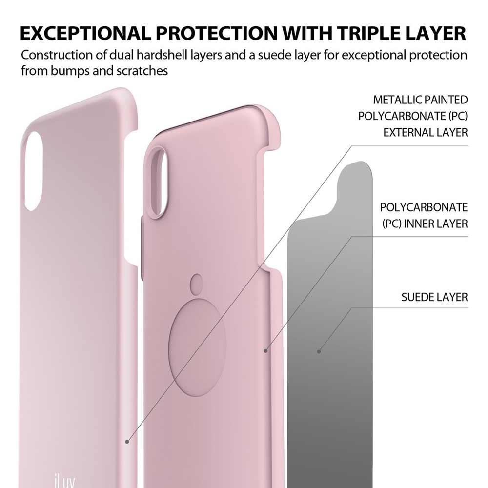 Foto 4 pulgar | Funda Iluv Metal Forge color Rosa para iPhone X y Xs