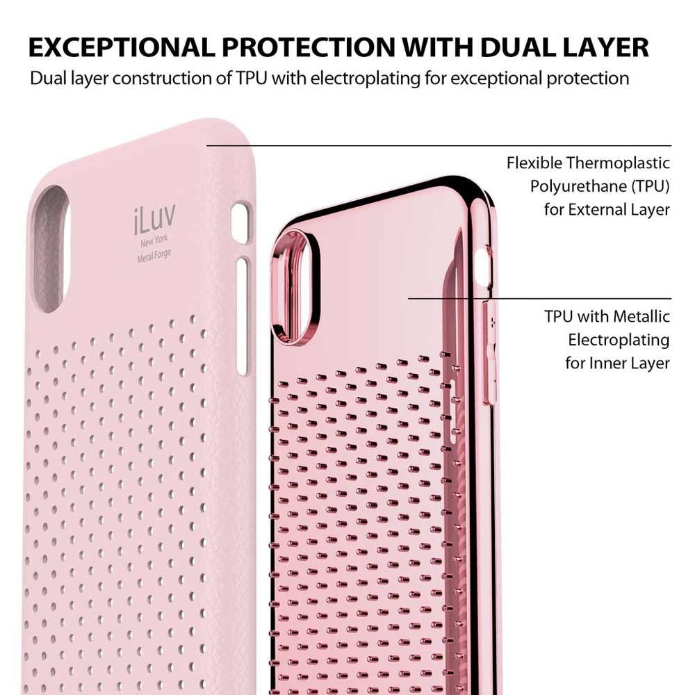 Foto 4 pulgar | Funda Iluv Metal Forge color Rosa para iPhone Xr