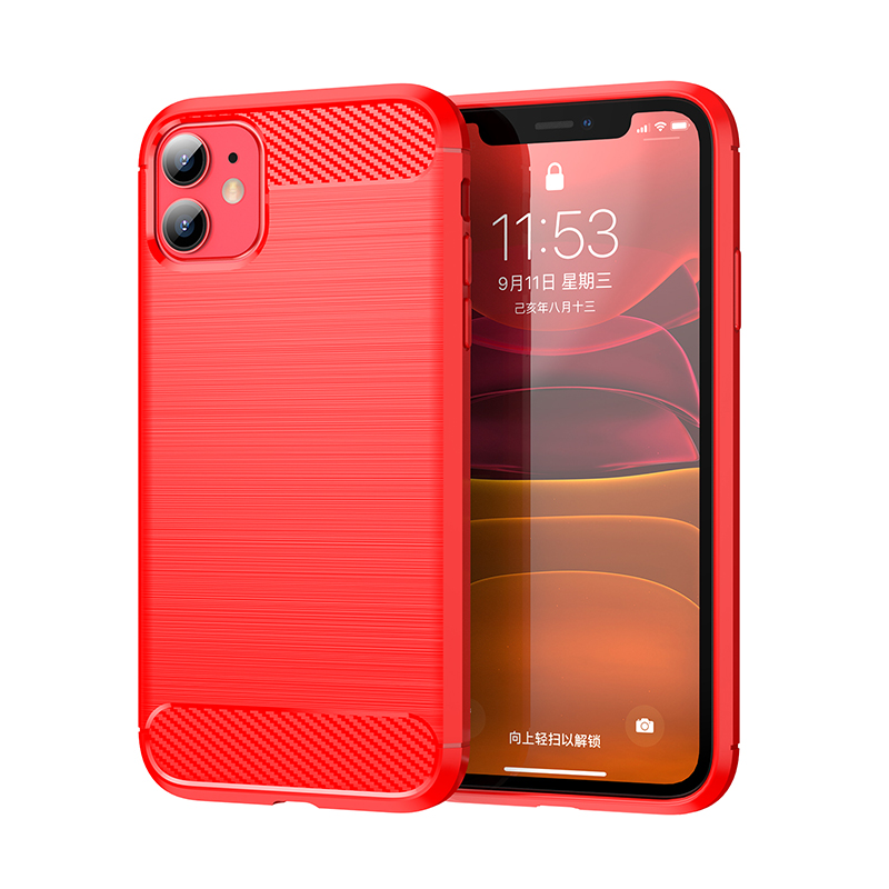 Funda Premium Fibra de Carbono para iPhone X Max/ Xs Max Suave Flexible color Rojo