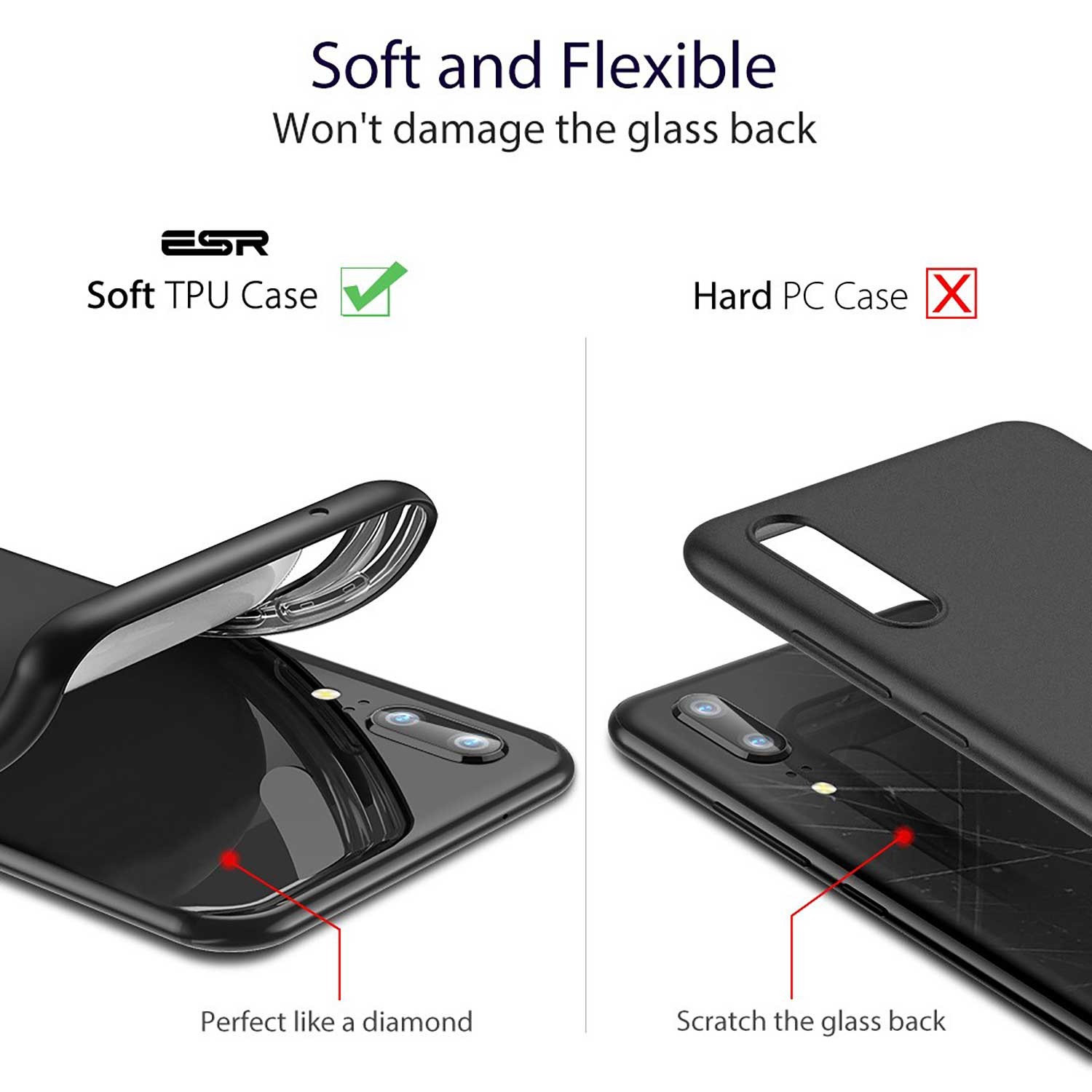 Foto 4 pulgar | Funda Esr Liquid Shield color Negro para Huawei P20
