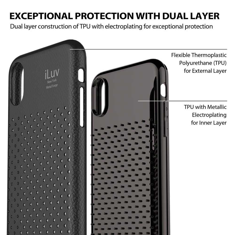 Foto 4 pulgar | Funda Iluv Metal Forge color Negro para iPhone Xs Max