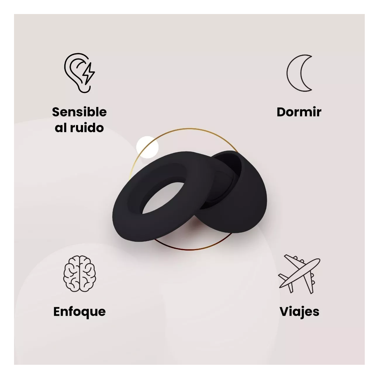 Foto 3 pulgar | Tapones para Oídos BELUG color Negro con Reducción de Ruido 27 DB